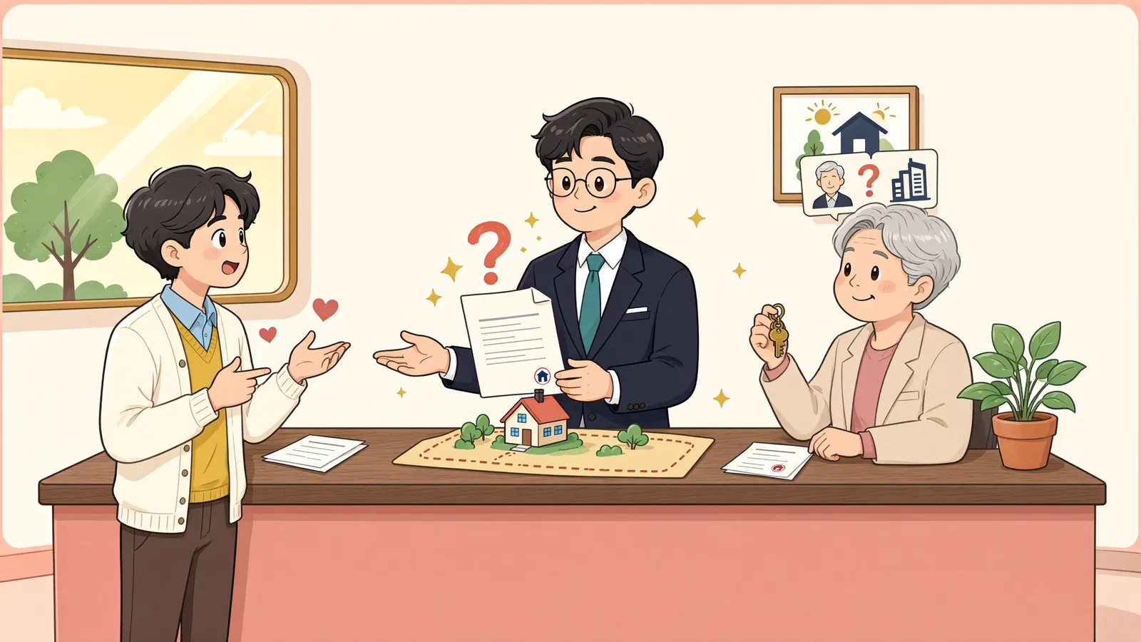 「토지 주인은 바뀌었는데, 지상물매수청구는 누구에게?」 상황을 그린 삽화
