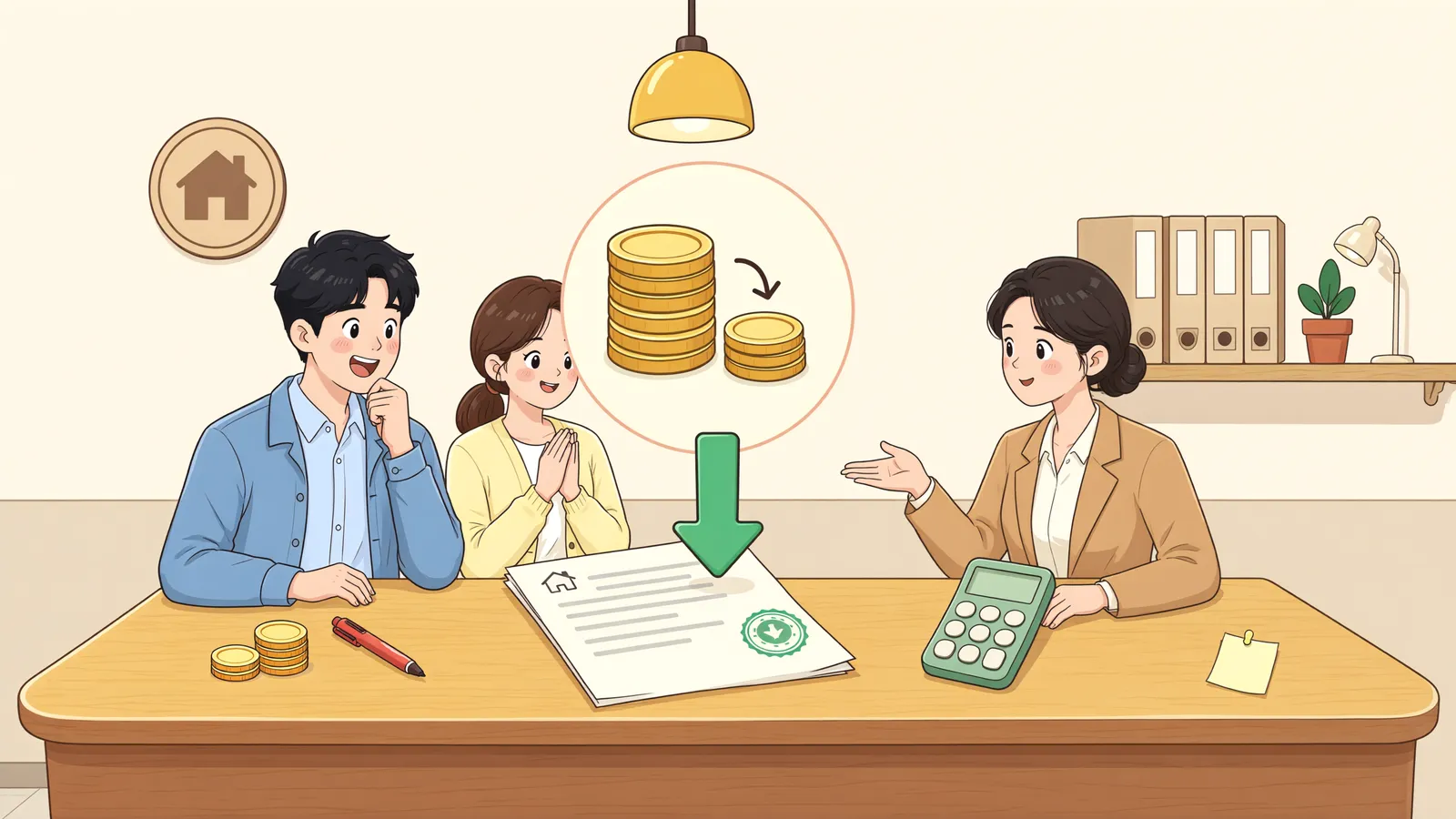 「보증금을 낮춘 새 계약, 소액임차인 보호도 받을 수 있을까」 상황을 그린 삽화
