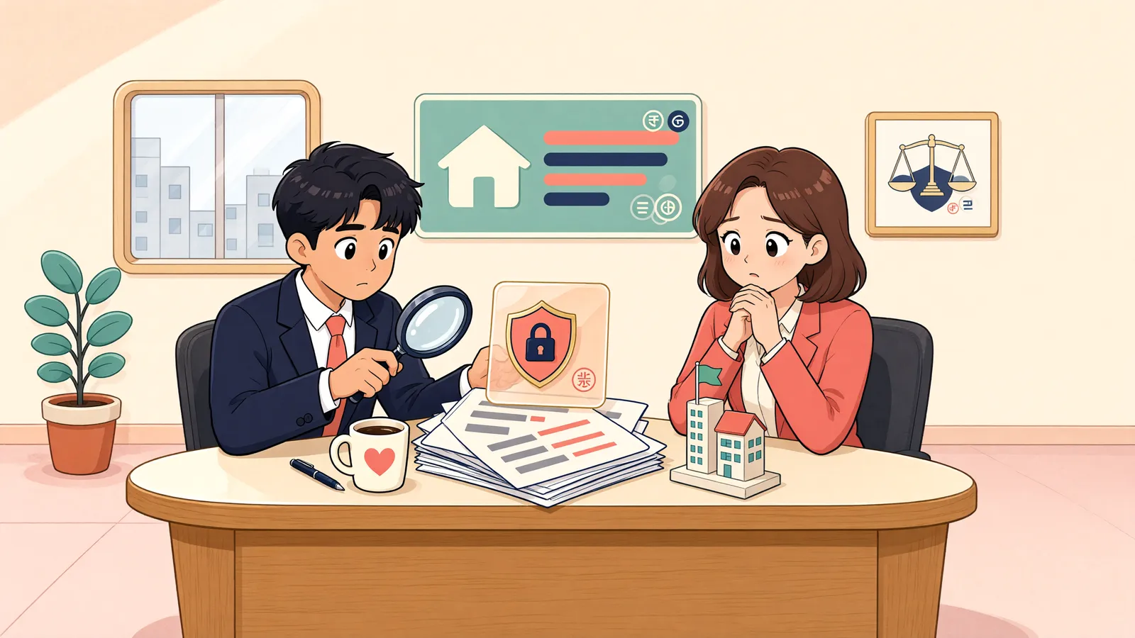 「먼저 압류했는데도 배당에서 밀릴 수 있을까?」 상황을 그린 삽화