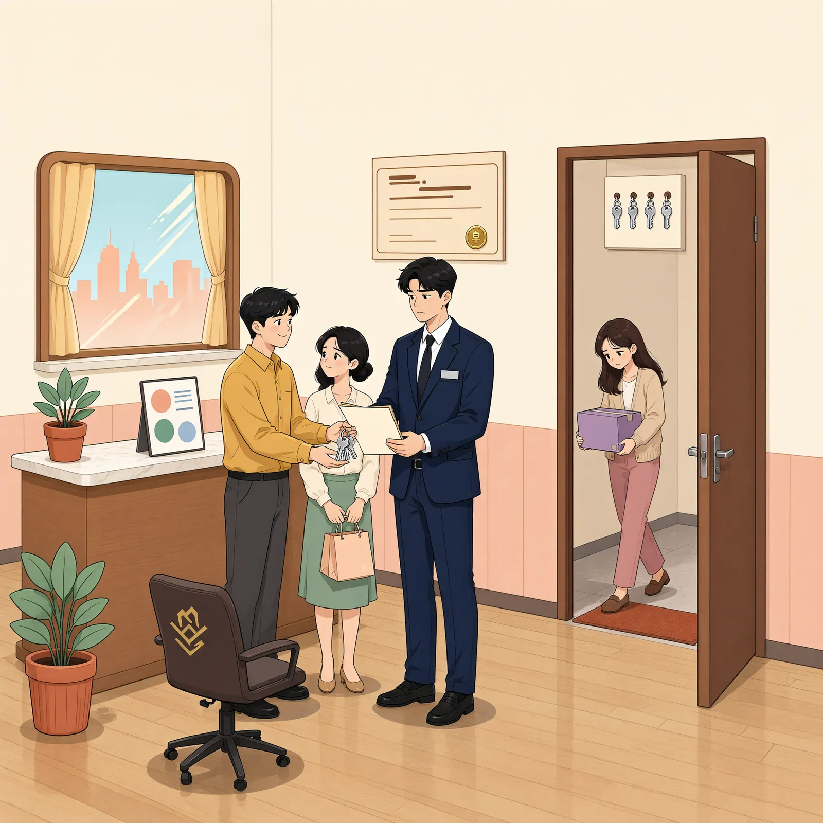 「인도단행가처분 뒤에도 유치권 점유가 바로 사라지지 않는 이유」 상황을 그린 삽화
