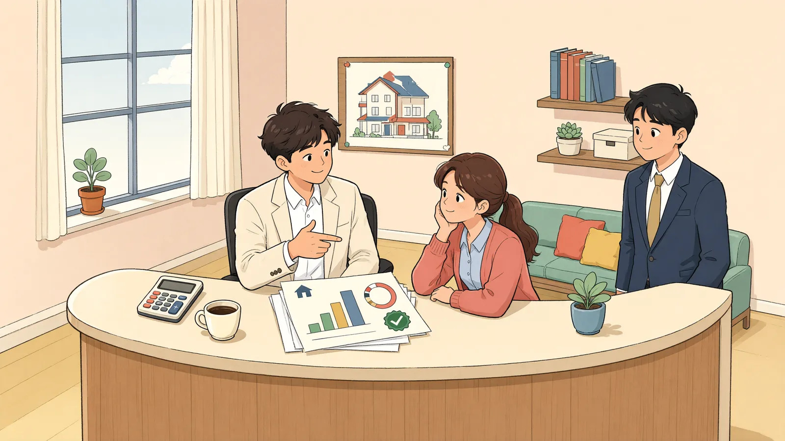 「감정서에 적힌 공사비, 그대로 기성금이 될까?」 상황을 그린 삽화