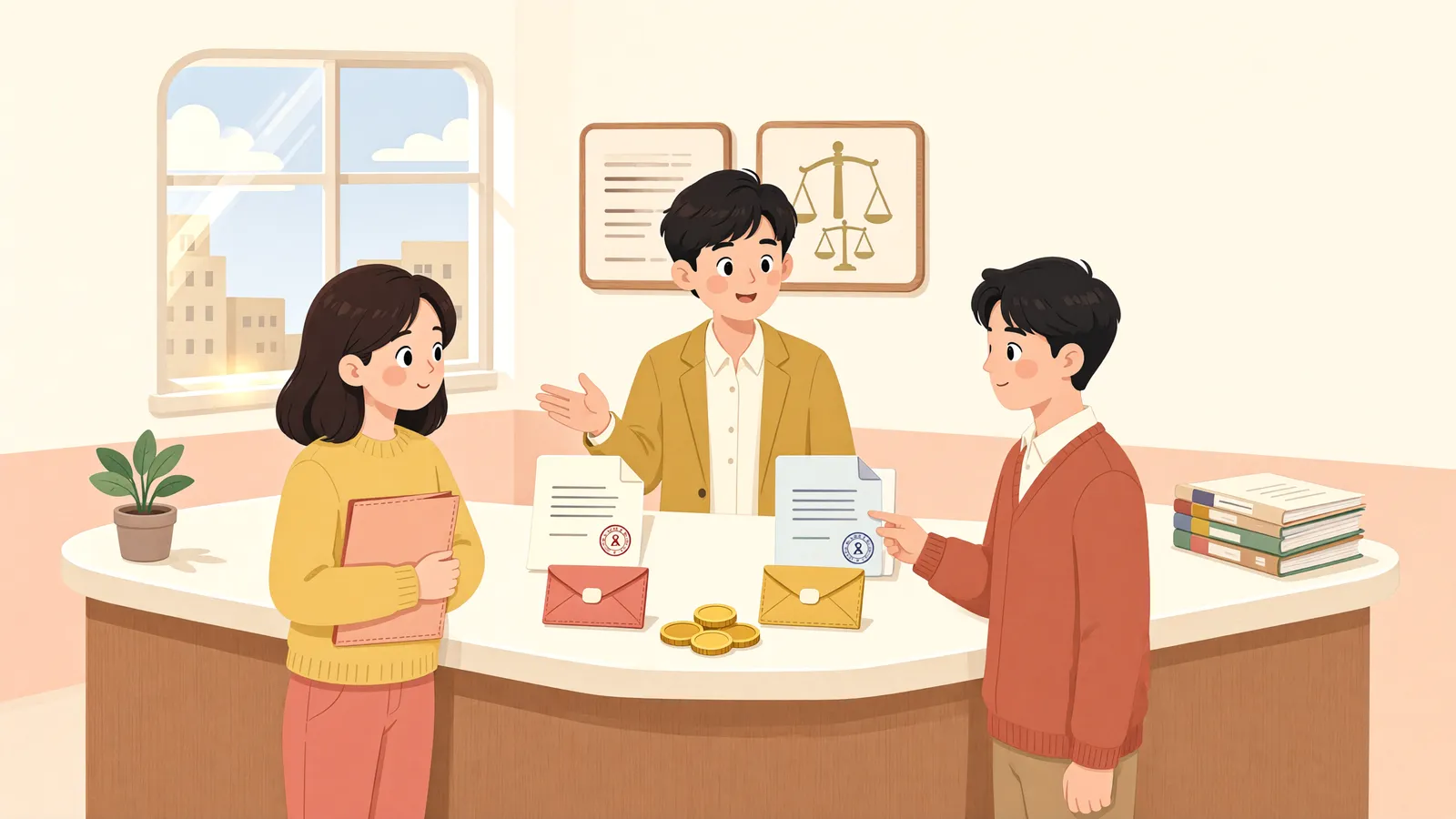 「함께 항고해도 보증금은 각자일까?」 상황을 그린 삽화