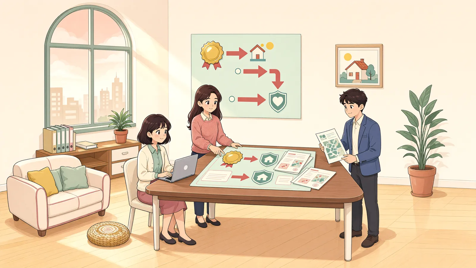 「공매로 근저당권이 사라져도, 배분받을 길은 남습니다」 상황을 그린 삽화