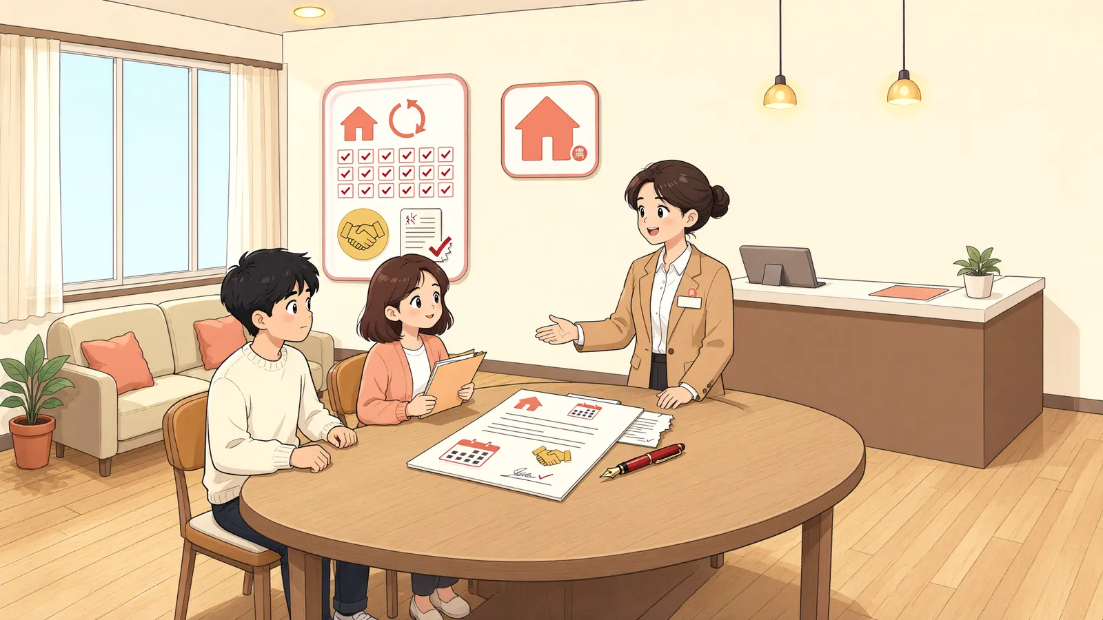 「1년 계약이 지났다고 묵시적 갱신일까?」 상황을 그린 삽화