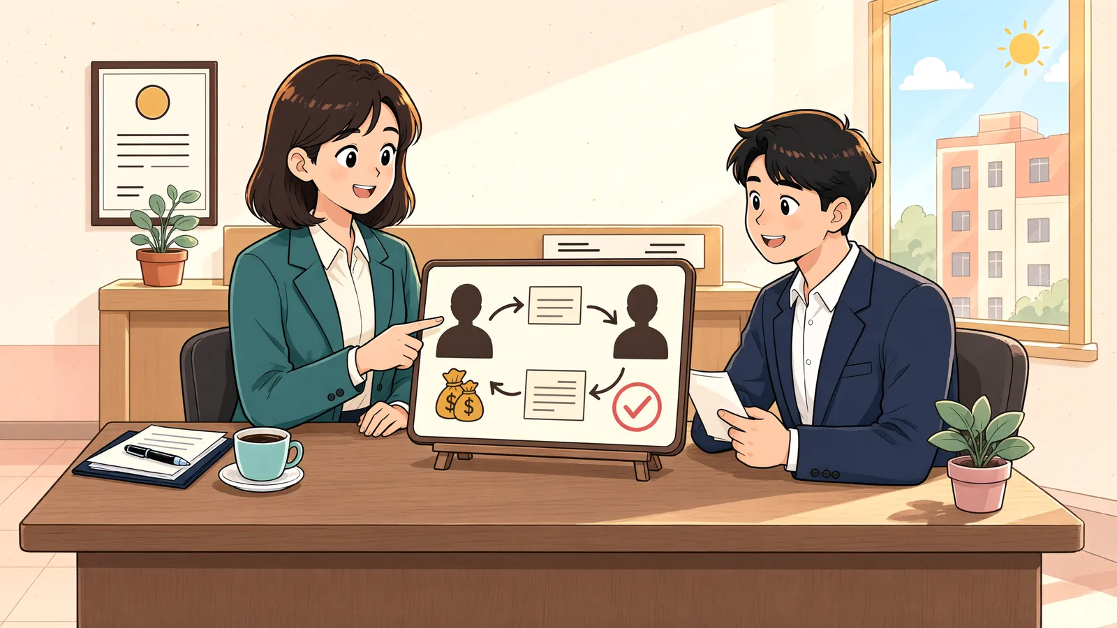 「공매 부동산을 낙찰받은 근저당권자, 매수대금과 상계할 수 있을까?」 상황을 그린 삽화