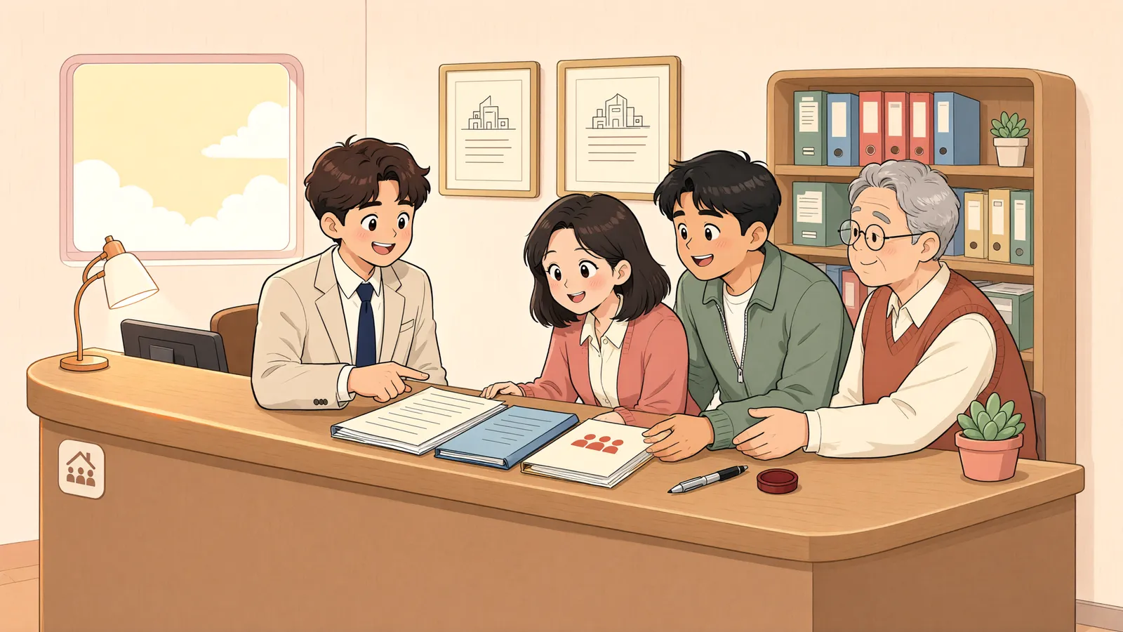 「공동건축주 전원이 아니어도 사용승인을 신청할 수 있을까」 상황을 그린 삽화