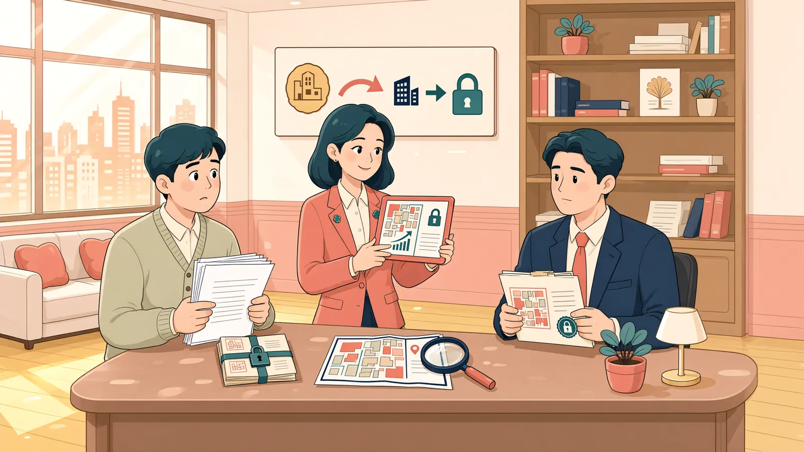 「수용된 땅이 민자도로 부지로 바뀌었다면, 환매할 수 있을까」 상황을 그린 삽화