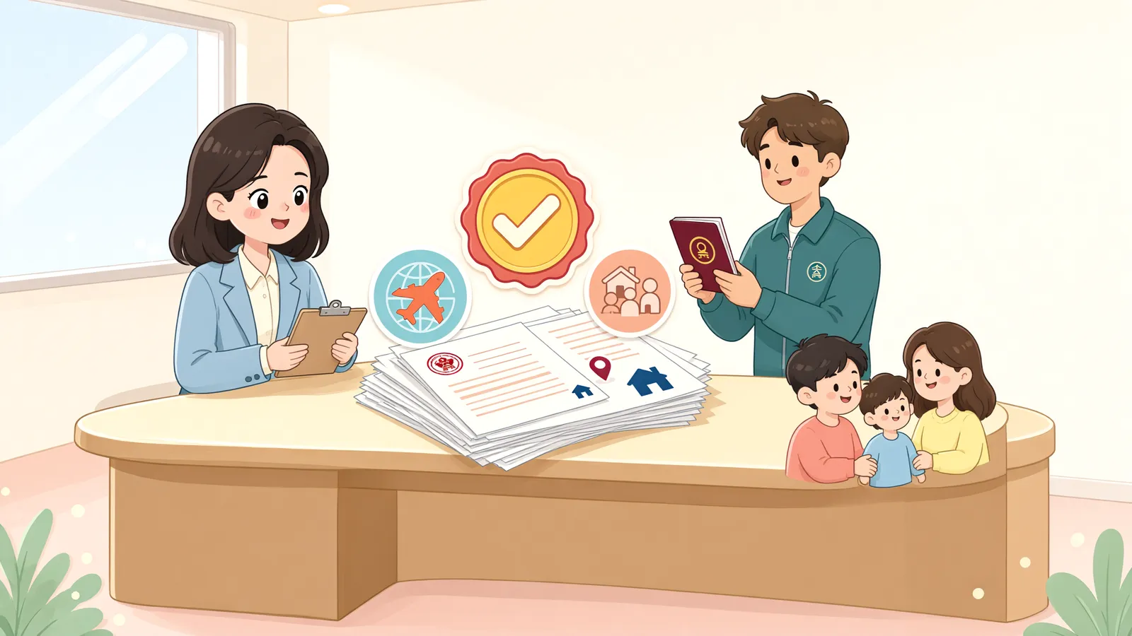 「임차인은 재외국민, 등록은 배우자 이름으로… 대항력은 생길까?」 상황을 그린 삽화