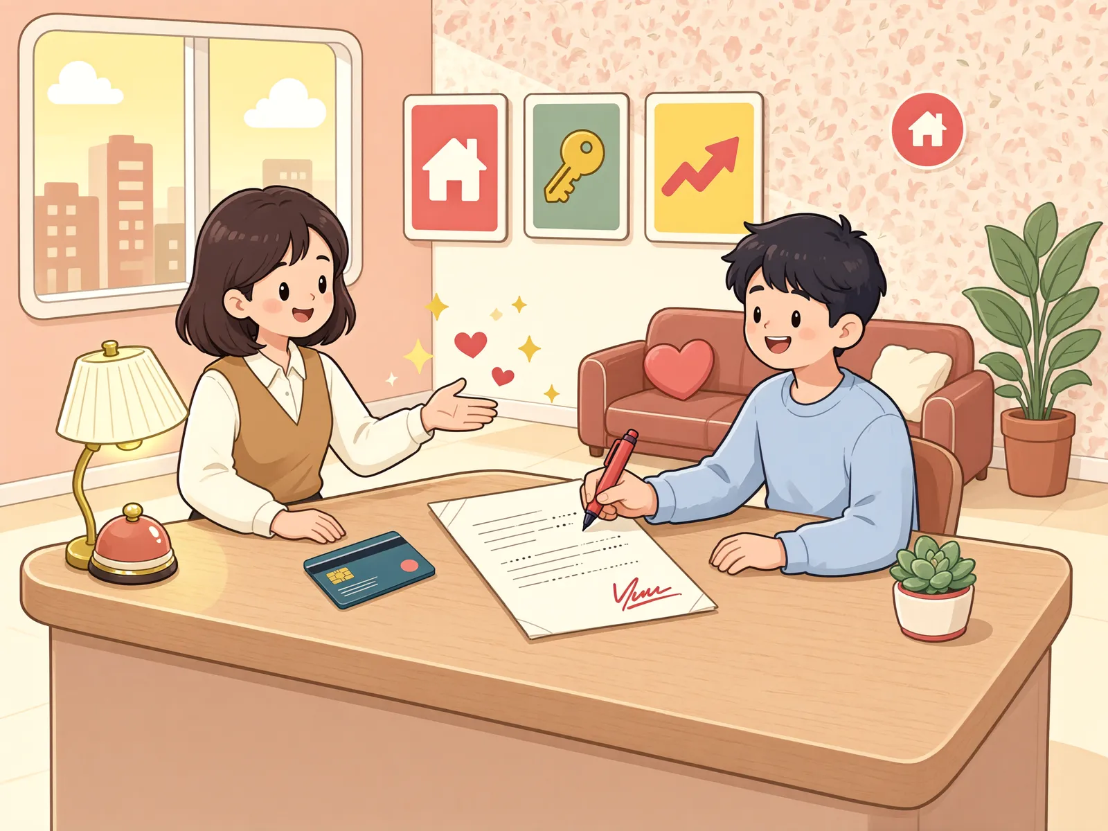 「카드 가입계약만으로 아파트 처분을 되돌릴 수 있을까?」 상황을 그린 삽화