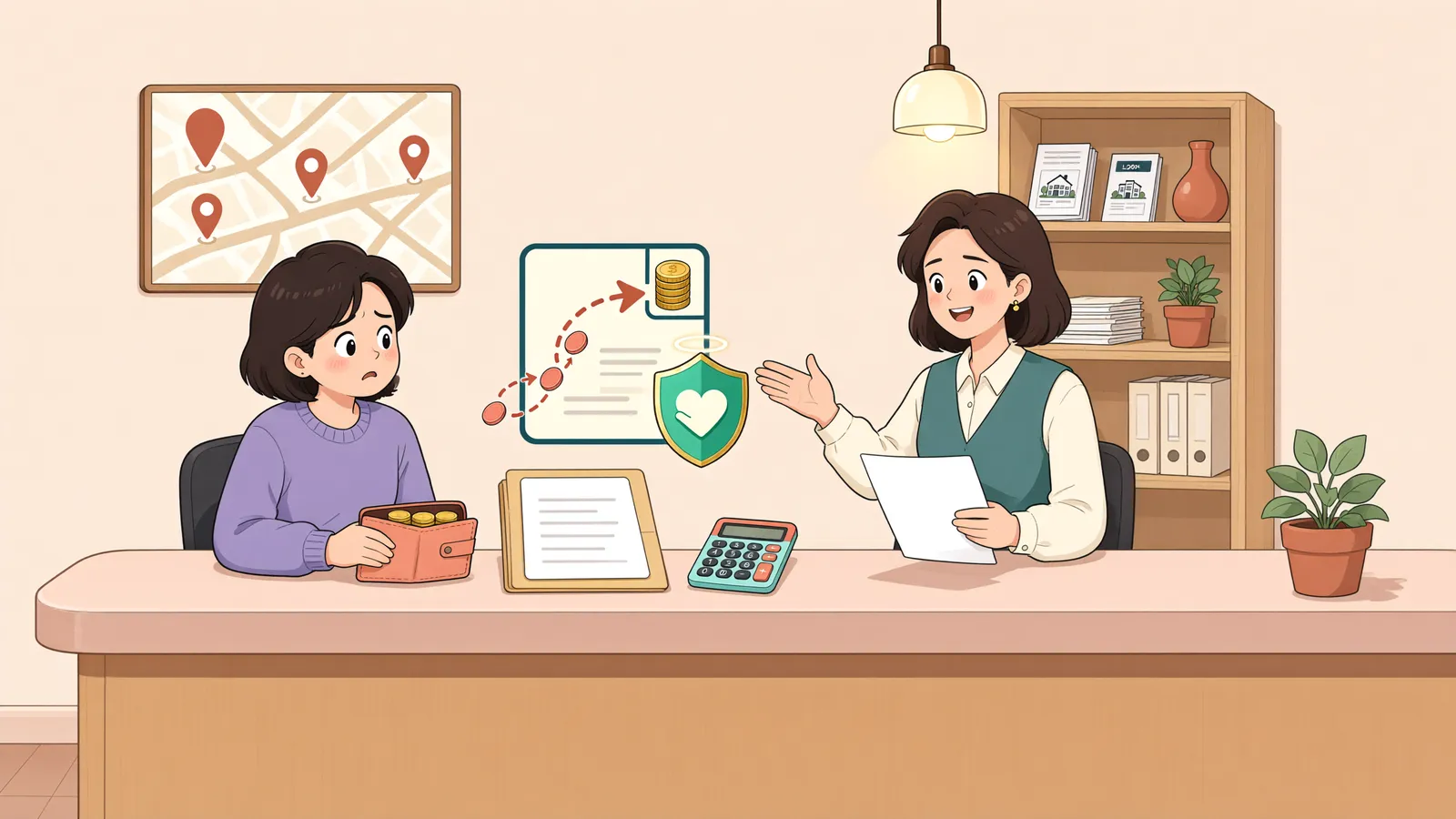 「공증비도 이자일까? 실제 받은 돈으로 다시 계산한 대부금」 상황을 그린 삽화