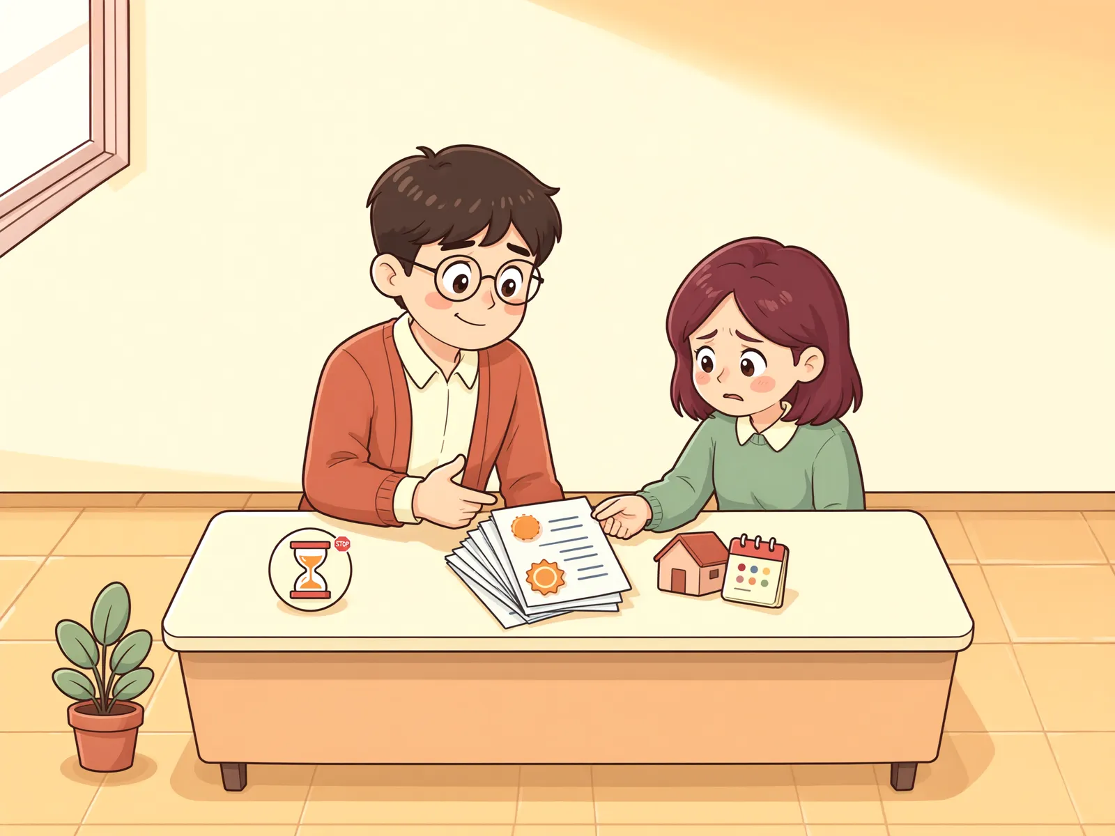 「시효가 완성됐어도, 먼저 들어온 가처분을 이길 수 있을까」 상황을 그린 삽화
