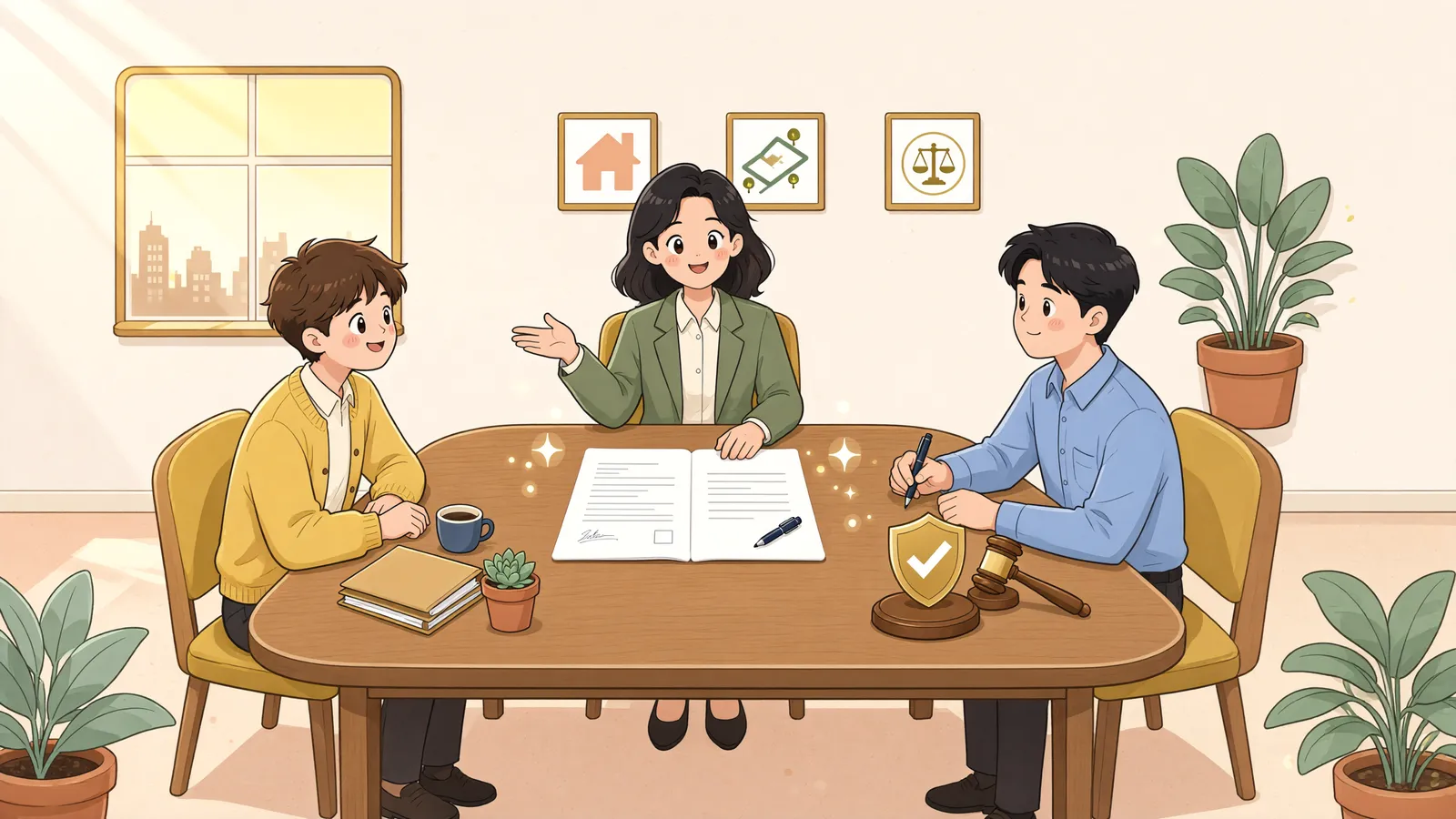 「조정조서에 빠진 손해배상, 다시 청구할 수 있을까」 상황을 그린 삽화