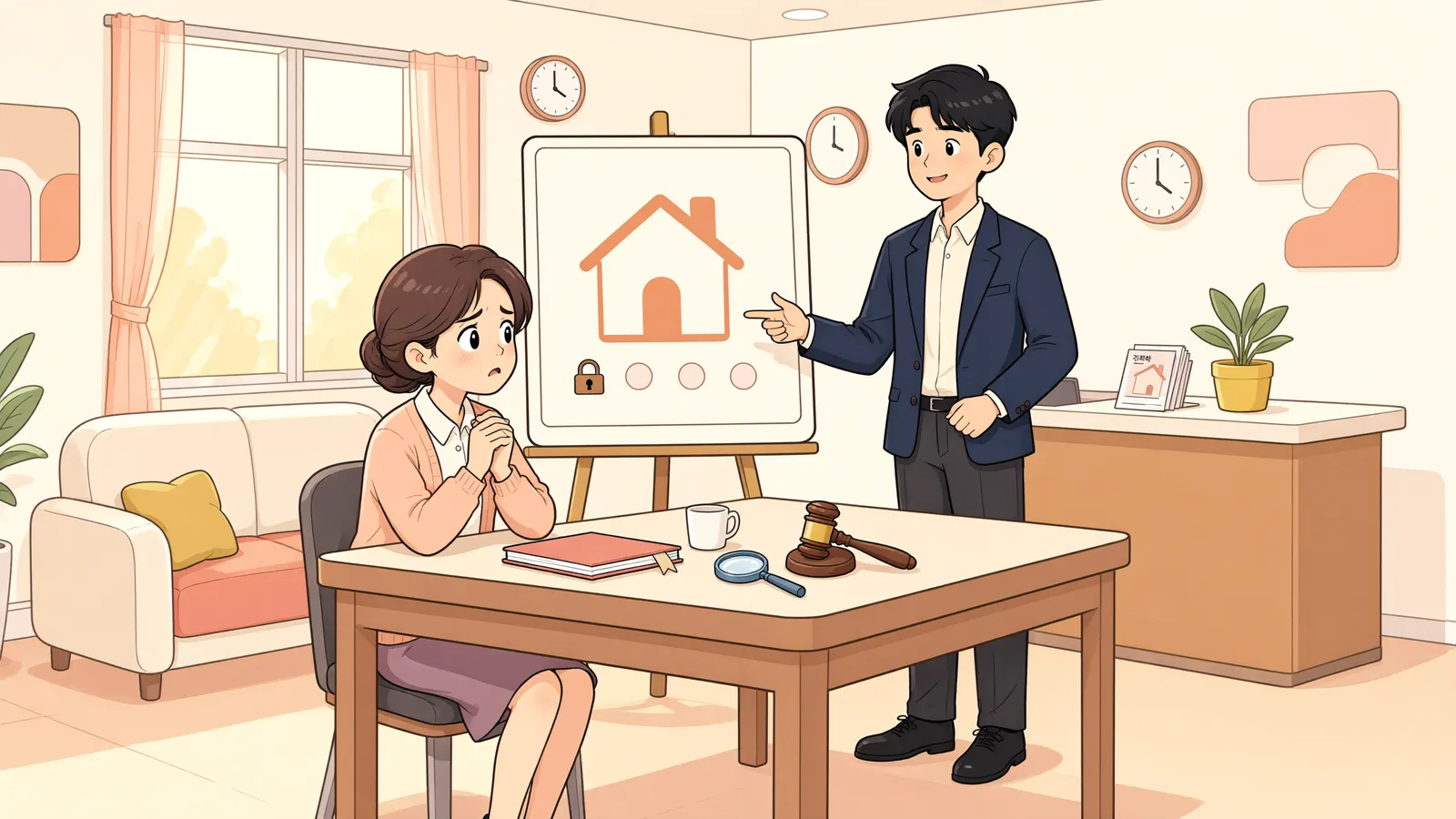 「2주를 놓친 동산가압류, 다시 신청해야 할까」 상황을 그린 삽화