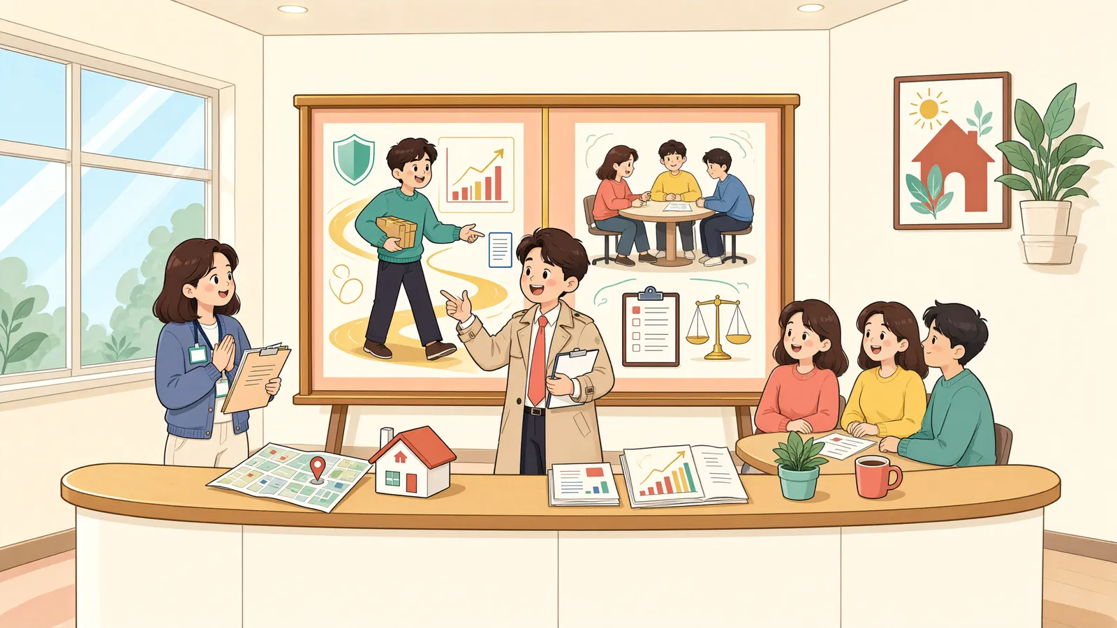 「워크아웃 중 개인회생을 고민한다면, 먼저 볼 차이」 상황을 그린 삽화