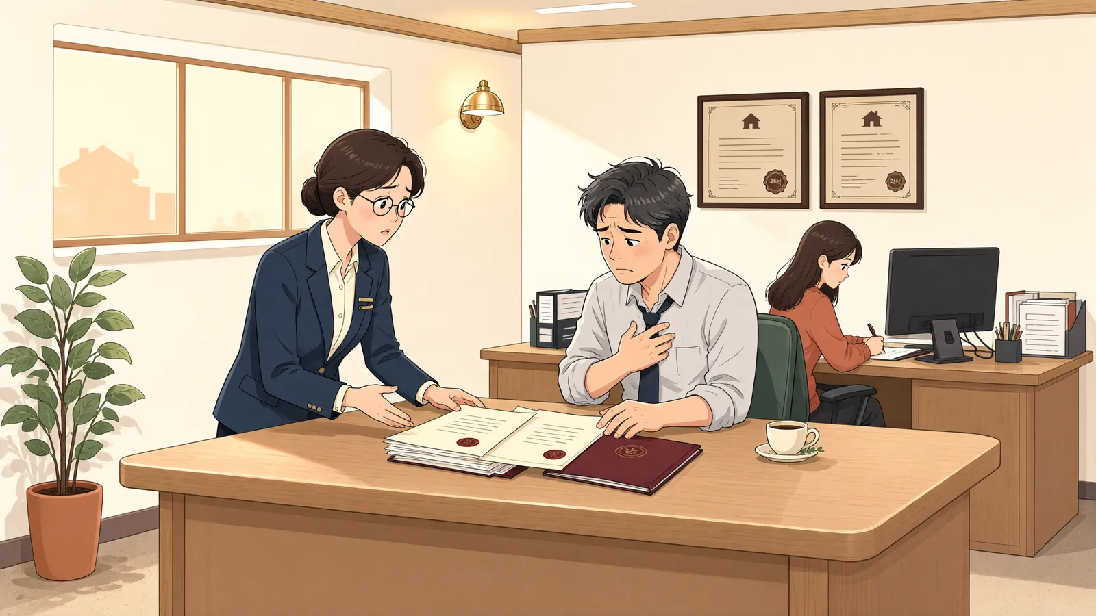 「파산선고 뒤 사망한 어머니, 자녀가 면책을 이어받을 수 있을까」 상황을 그린 삽화