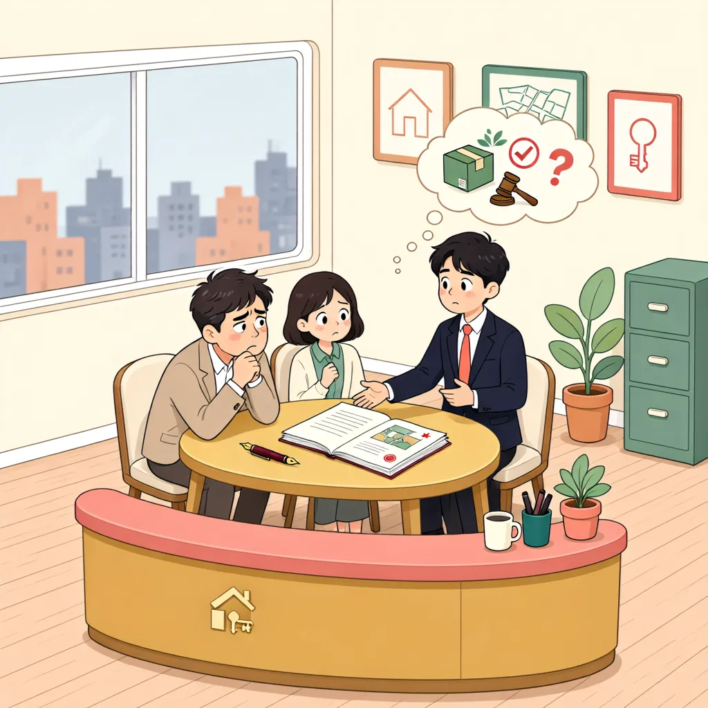 「집과 땅 주인이 달라진 뒤에도, 임차인은 토지 경매에서 배당받을 수 있을까」 상황을 그린 삽화