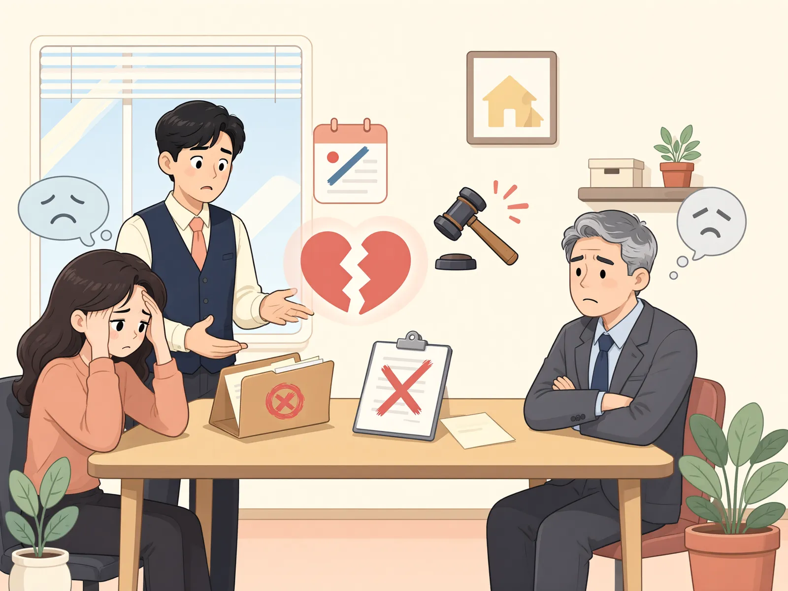 「경매개시결정이 임차인에게 도착한 날, 임대차도 끝날까」 상황을 그린 삽화