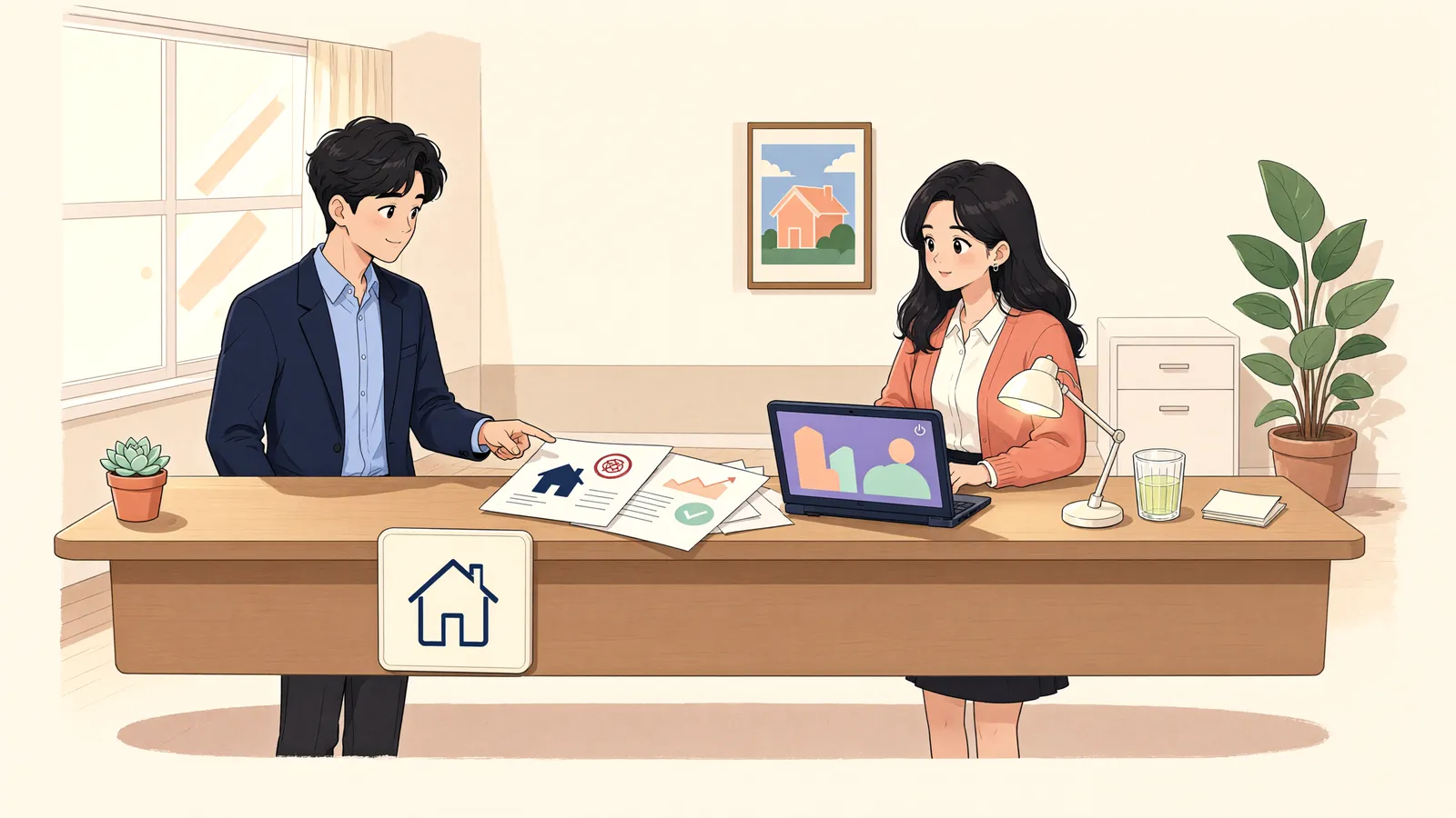 「경매 신청 뒤 붙은 이자, 근저당권으로 담보될까?」 상황을 그린 삽화