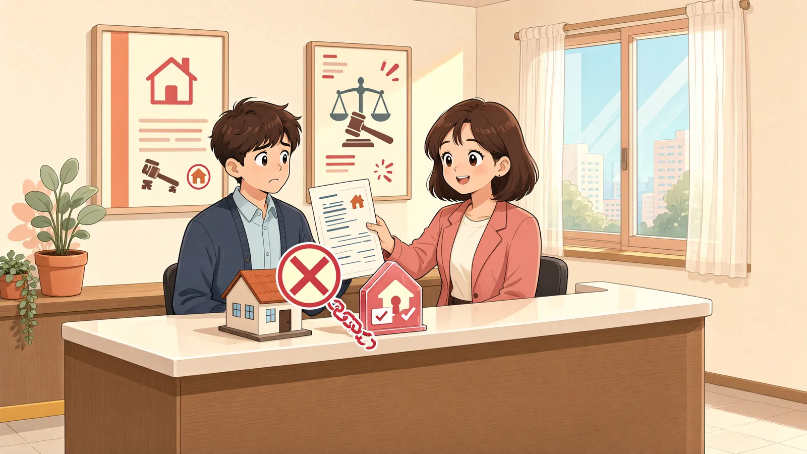 「압류등기가 남은 상가, 민사소송으로 지울 수 있을까?」 상황을 그린 삽화