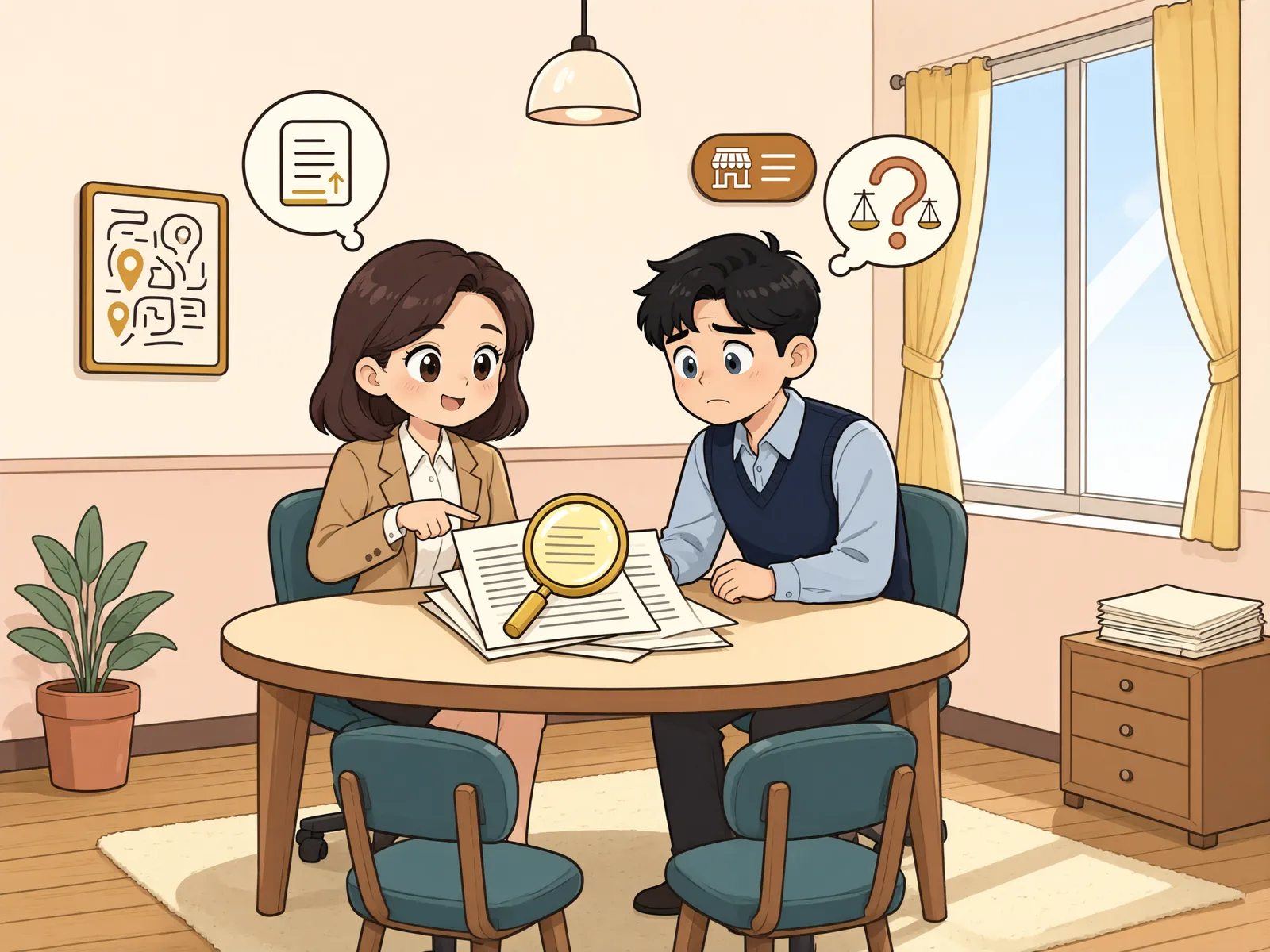 「쇼핑몰 임대료 인상, 매년 협의하면 따라야 할까」 상황을 그린 삽화