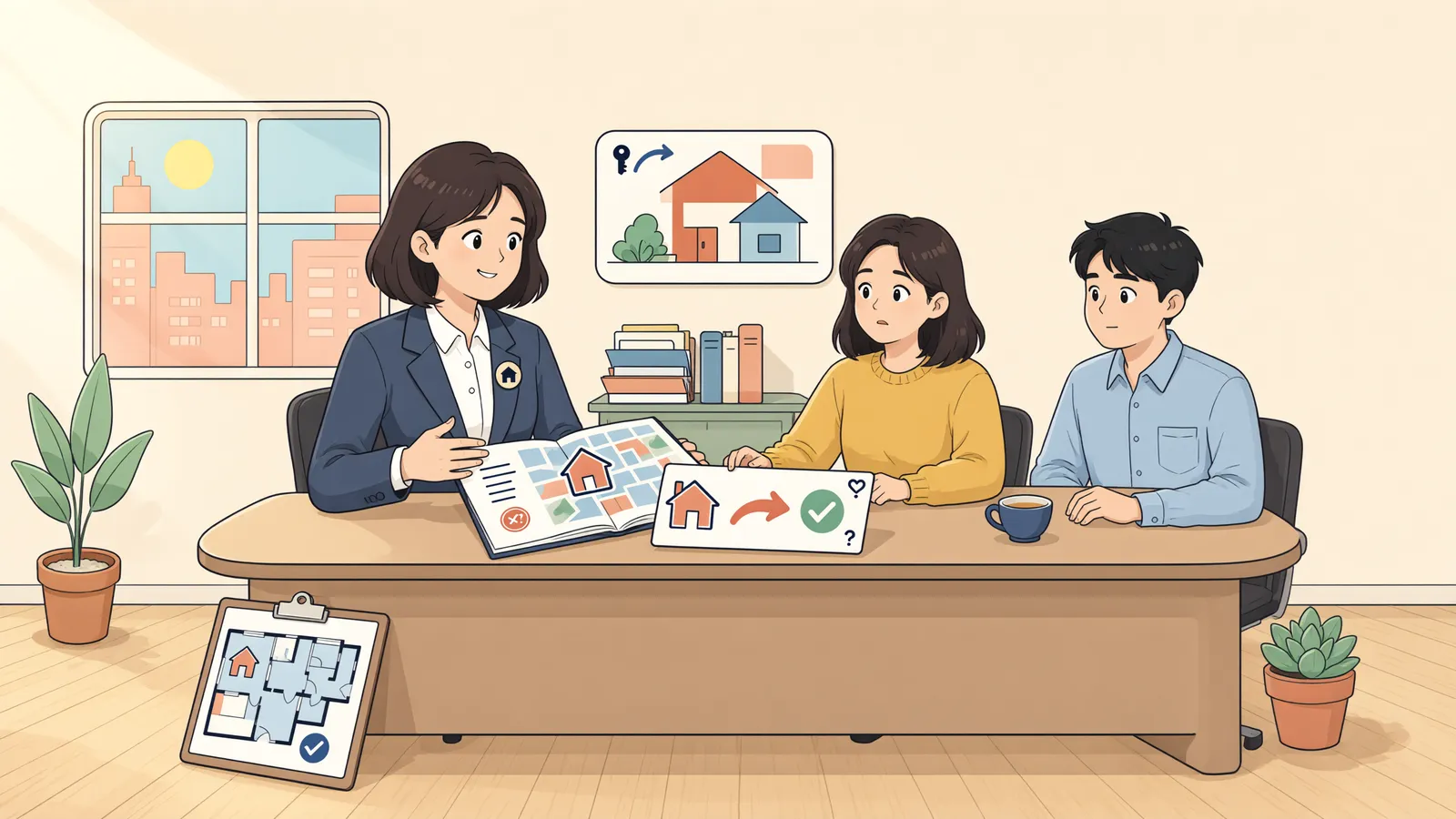 「전세권으로 마련하는 급전, 다시 전세를 놓아도 될까」 상황을 그린 삽화