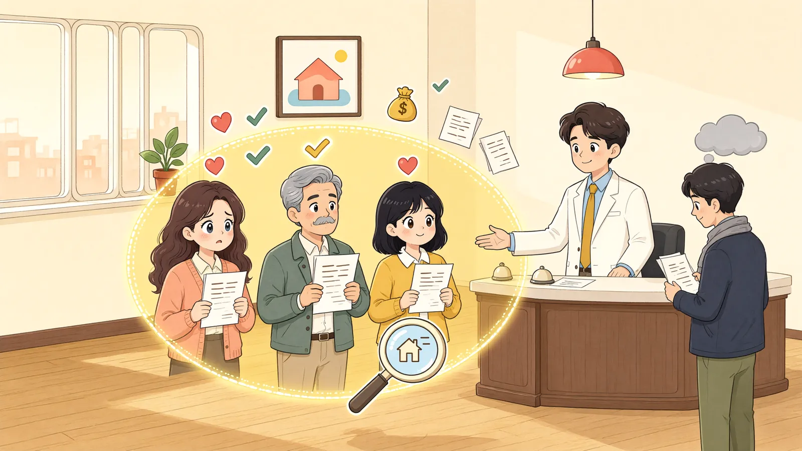 「확정판결을 받은 채권자, 진행 중인 집행에 배당요구할 수 있을까」 상황을 그린 삽화