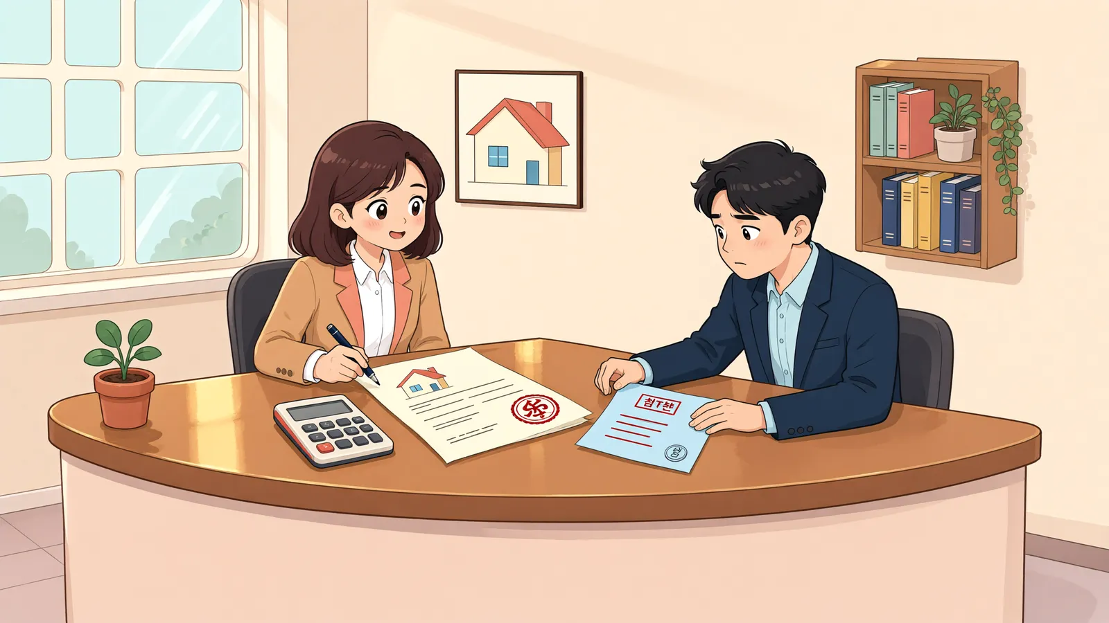 「증여로 소유권을 넘겨받은 부동산, 증여세가 근저당권보다 먼저일까」 상황을 그린 삽화