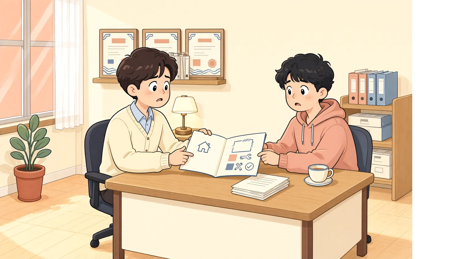 「사소한 원상회복 미비, 보증금 전액을 붙잡을 수 있을까」 상황을 그린 삽화