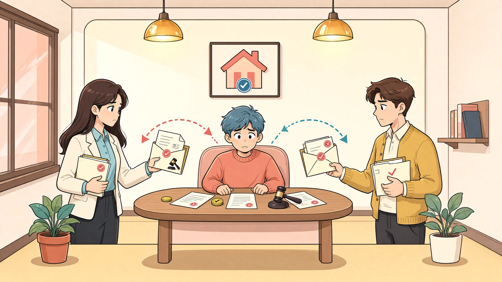 「먼저 제기된 소송이 있어도, 추심의 소송은 가능할까?」 상황을 그린 삽화