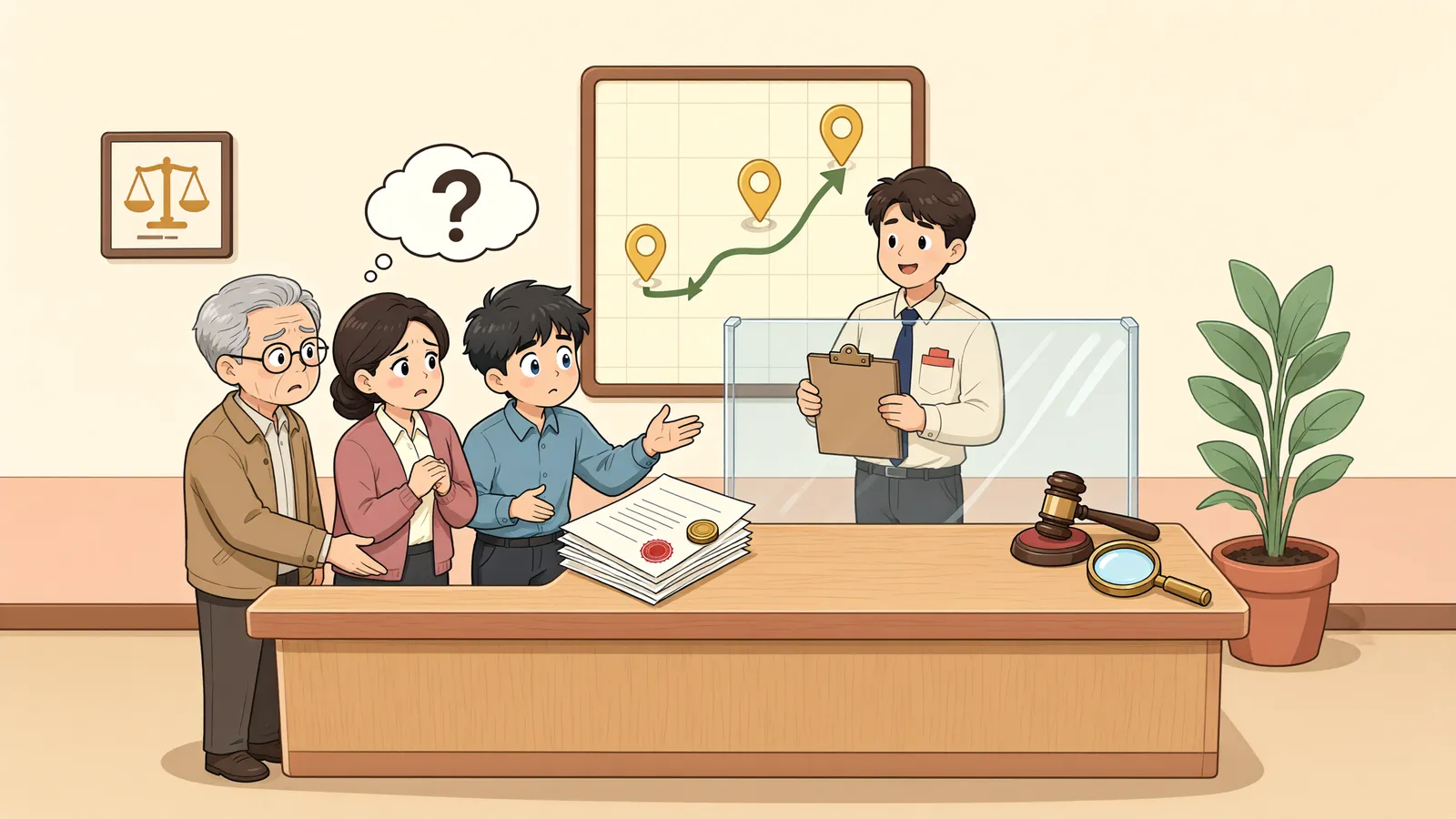 「이전고시가 끝난 뒤, 수용재결을 다시 다툴 수 있을까?」 상황을 그린 삽화