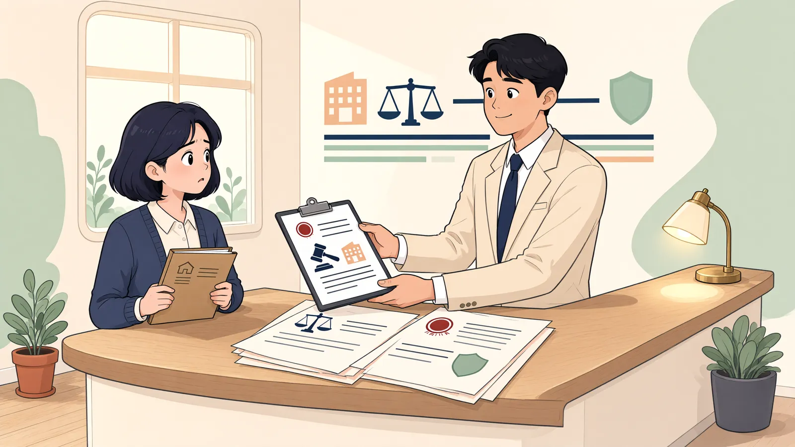 「회생절차가 시작되면 이미 받은 압류·추심명령도 사라질까?」 상황을 그린 삽화