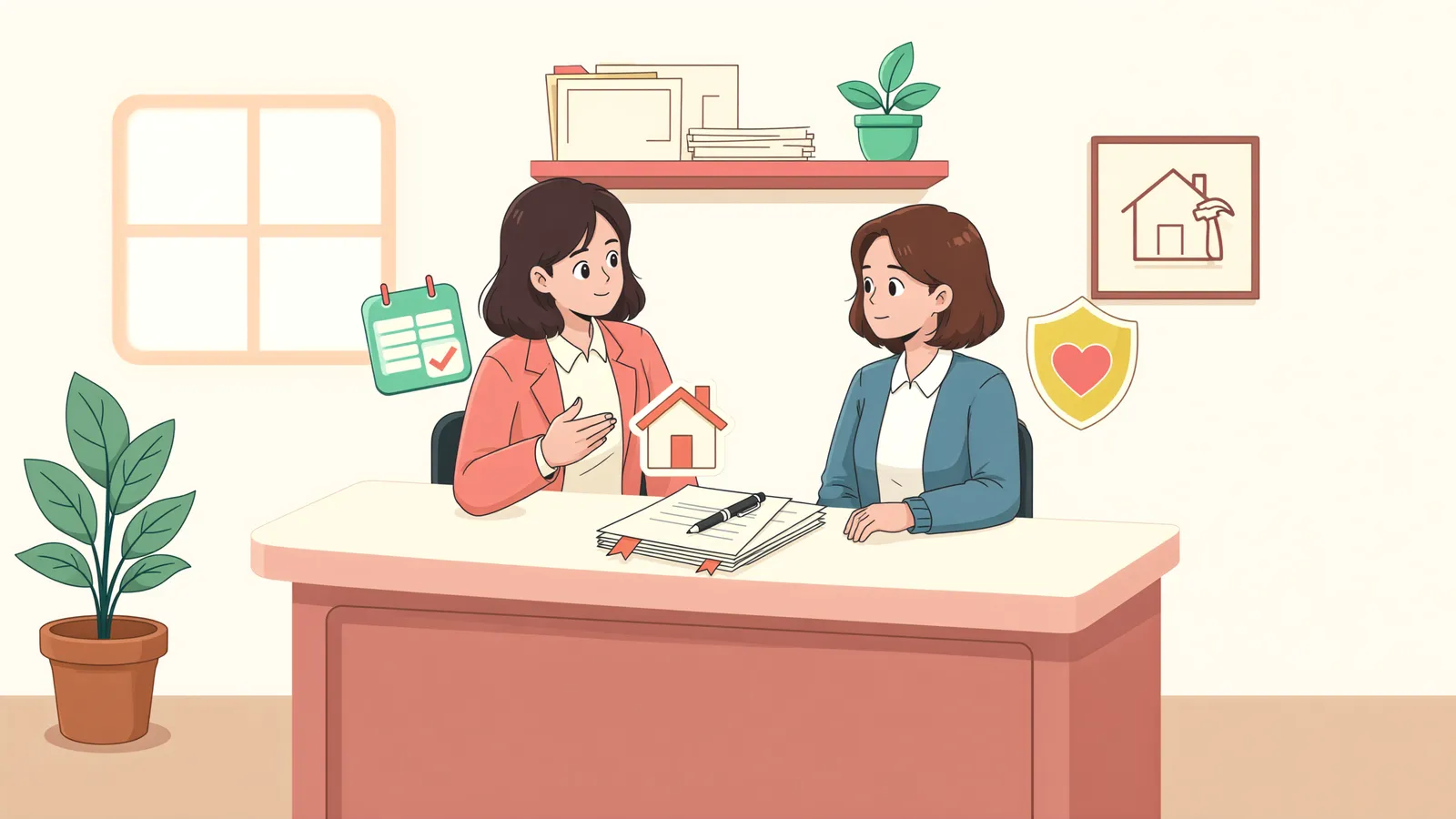 「계약은 7주, 보호는 2년일까?」 상황을 그린 삽화