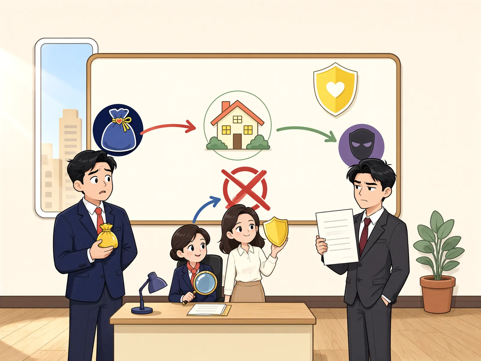 「처음 받은 사람은 몰랐어도, 다시 받은 사람이 알았다면」 상황을 그린 삽화