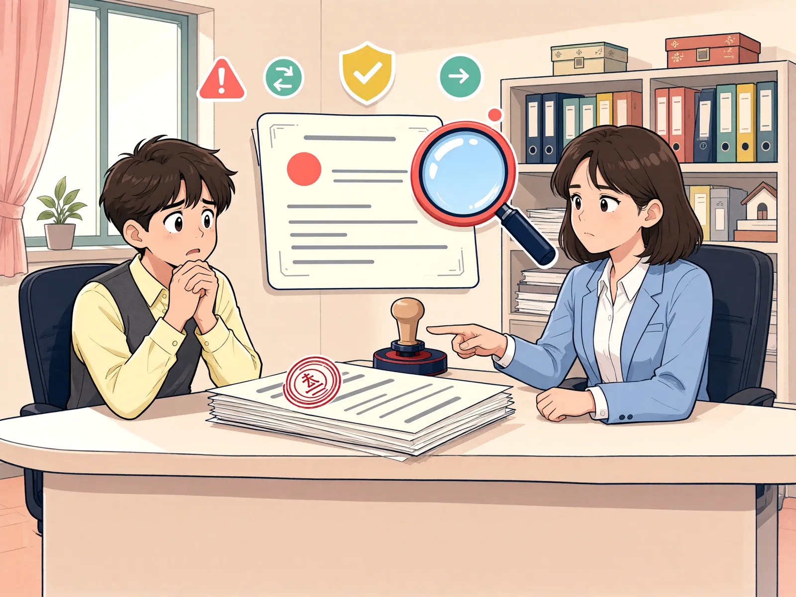 「계약서에 동·호수가 빠졌다면 우선변제권도 흔들릴까」 상황을 그린 삽화