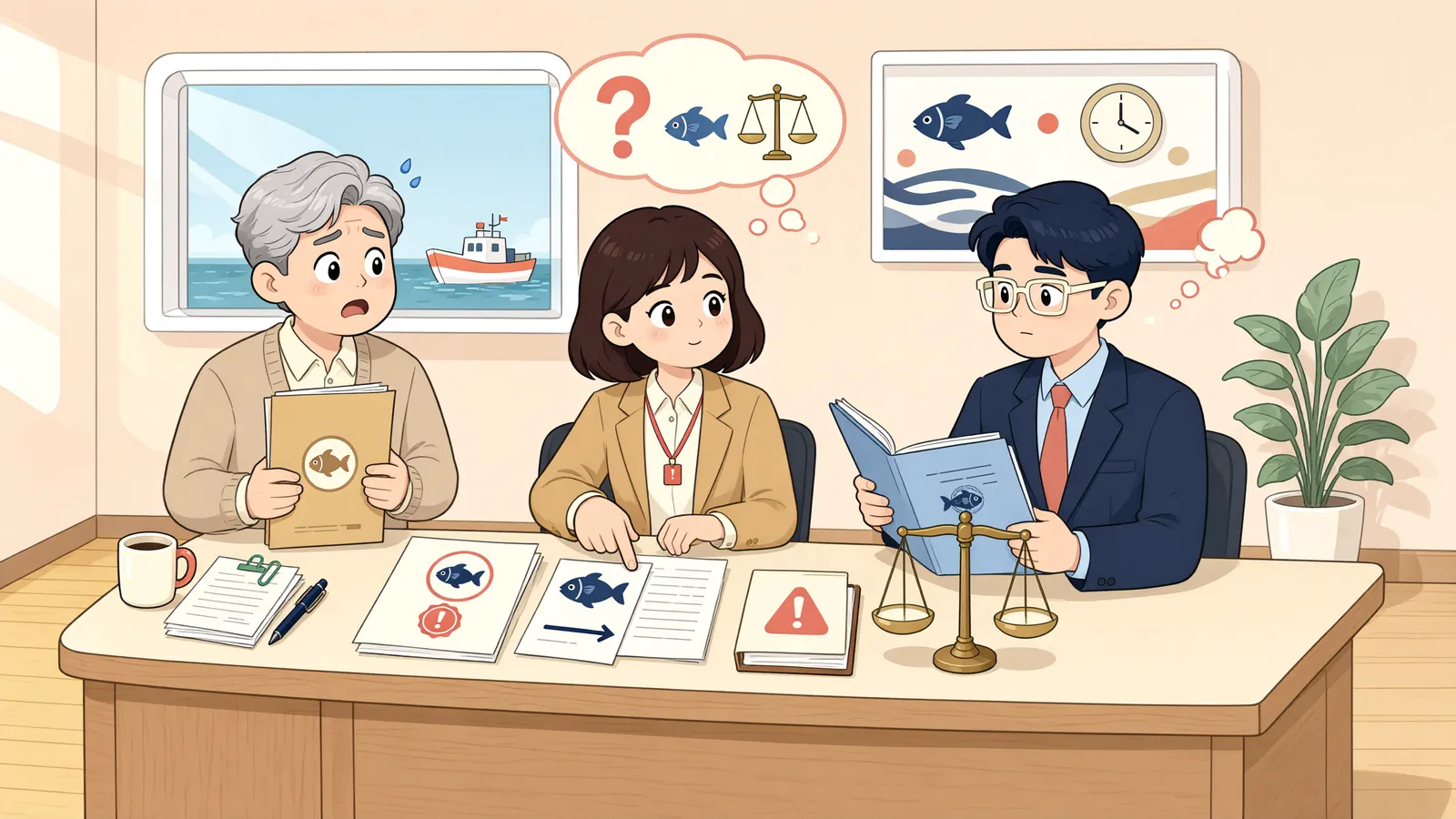 「허가권을 넘겼다면, 채권자가 되돌릴 수 있을까?」 상황을 그린 삽화