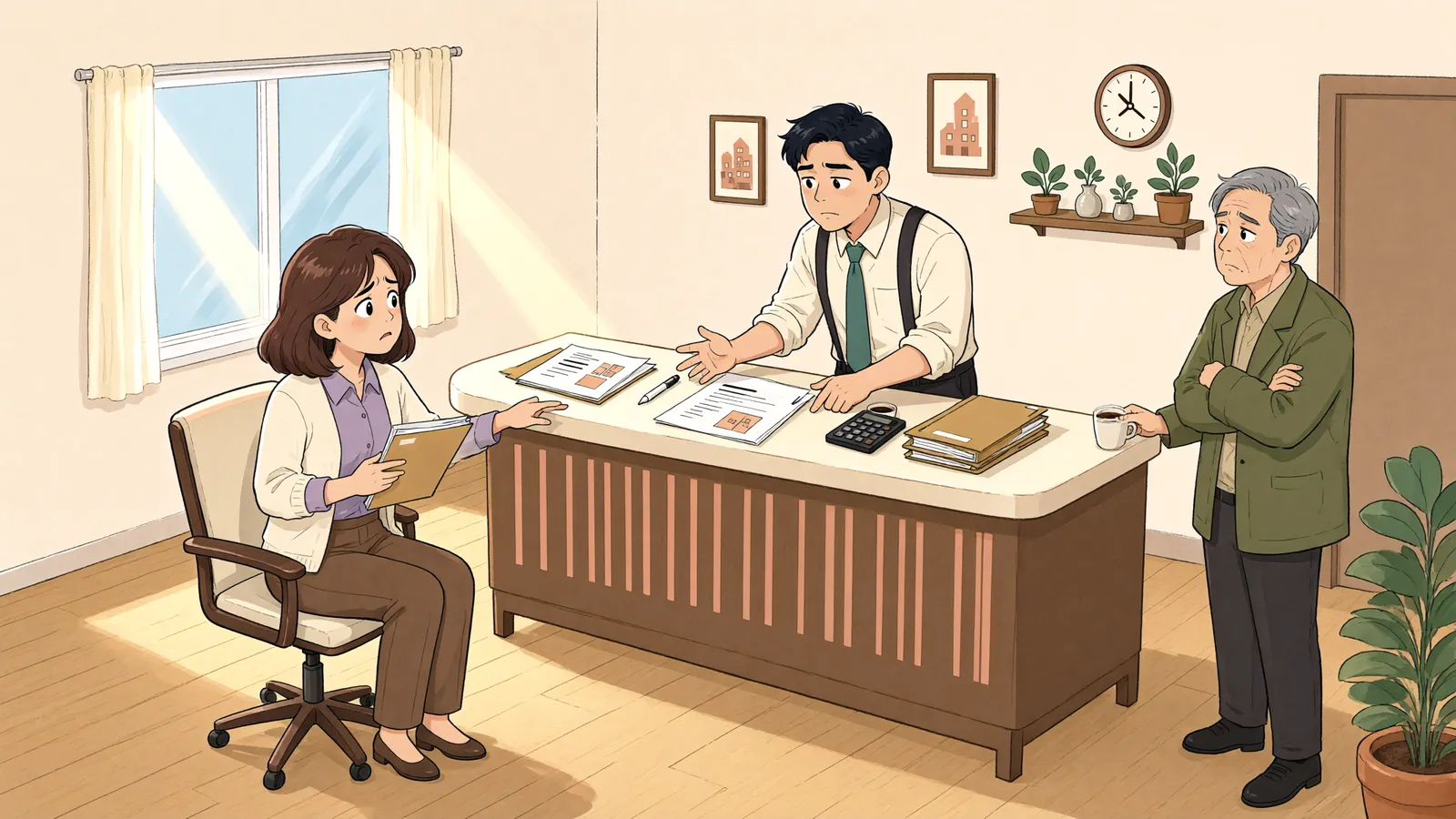 「새 임차인을 찾았는데, 건물주가 권리금을 달라고 한다면」 상황을 그린 삽화