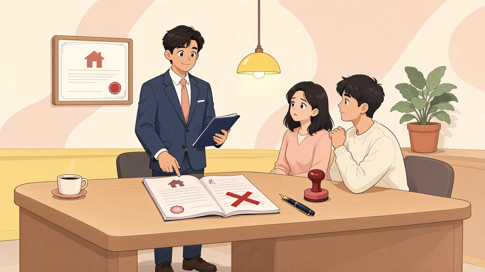 「명의수탁자 이름으로 등기했어도, 취득 시점은 잔금일일까?」 상황을 그린 삽화