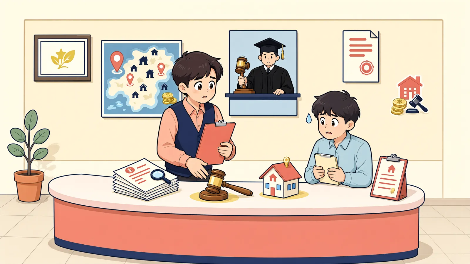 「파산선고 뒤 전액 이의된 물품대금, 진행 중인 소송은 어떻게 할까」 상황을 그린 삽화