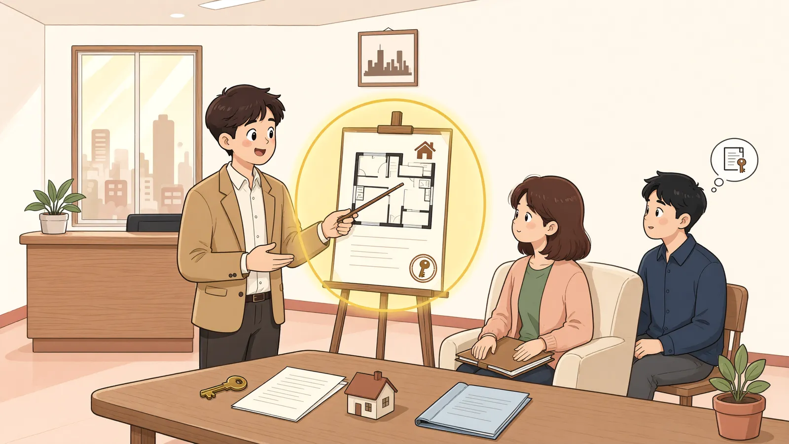 「등기부에 적힌 평가액, 새 땅주인에게도 한도가 됩니다」 상황을 그린 삽화