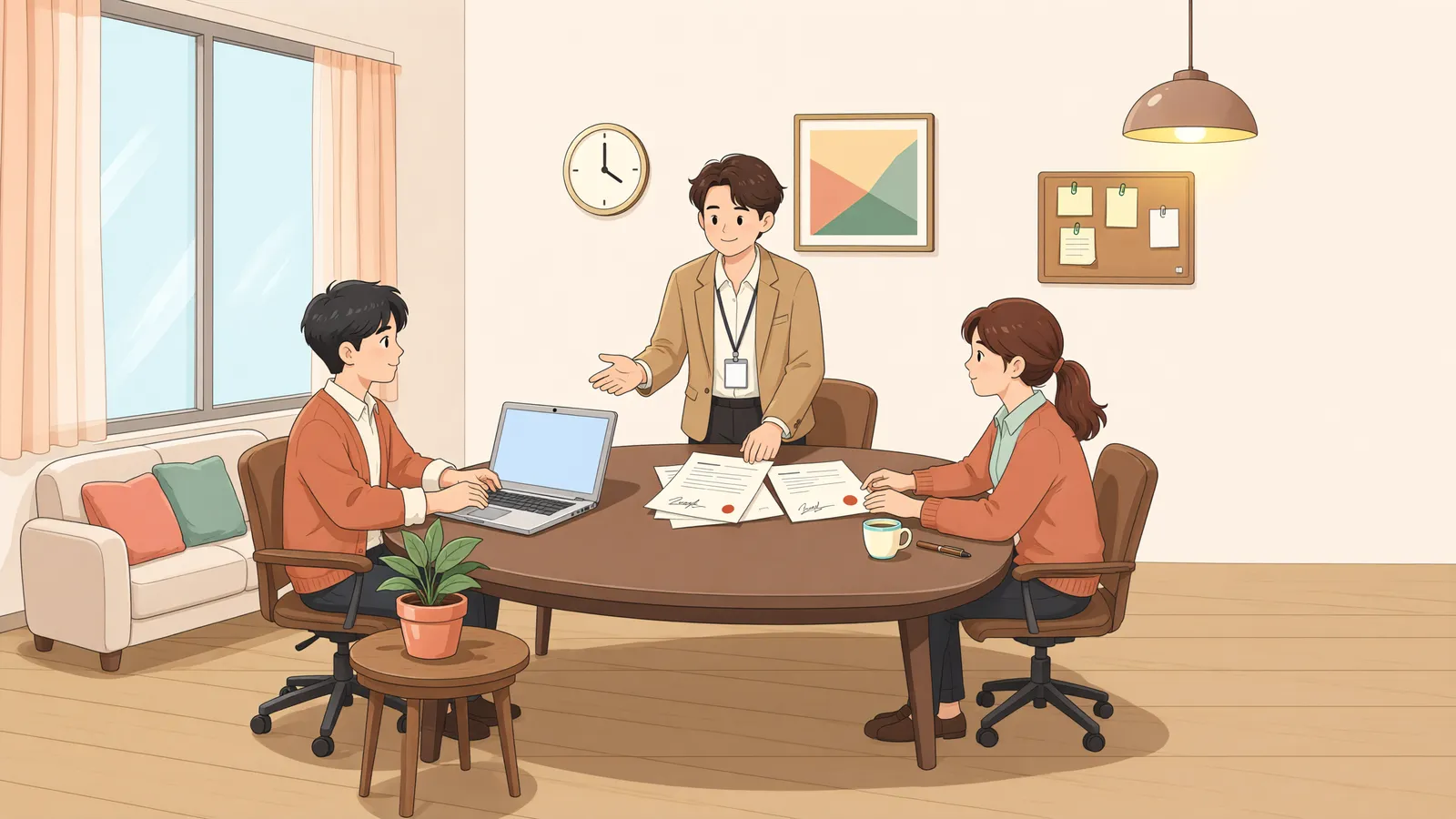 「해제에 동의한다면서 정산을 요구했다면, 같은 조건의 승낙일까」 상황을 그린 삽화