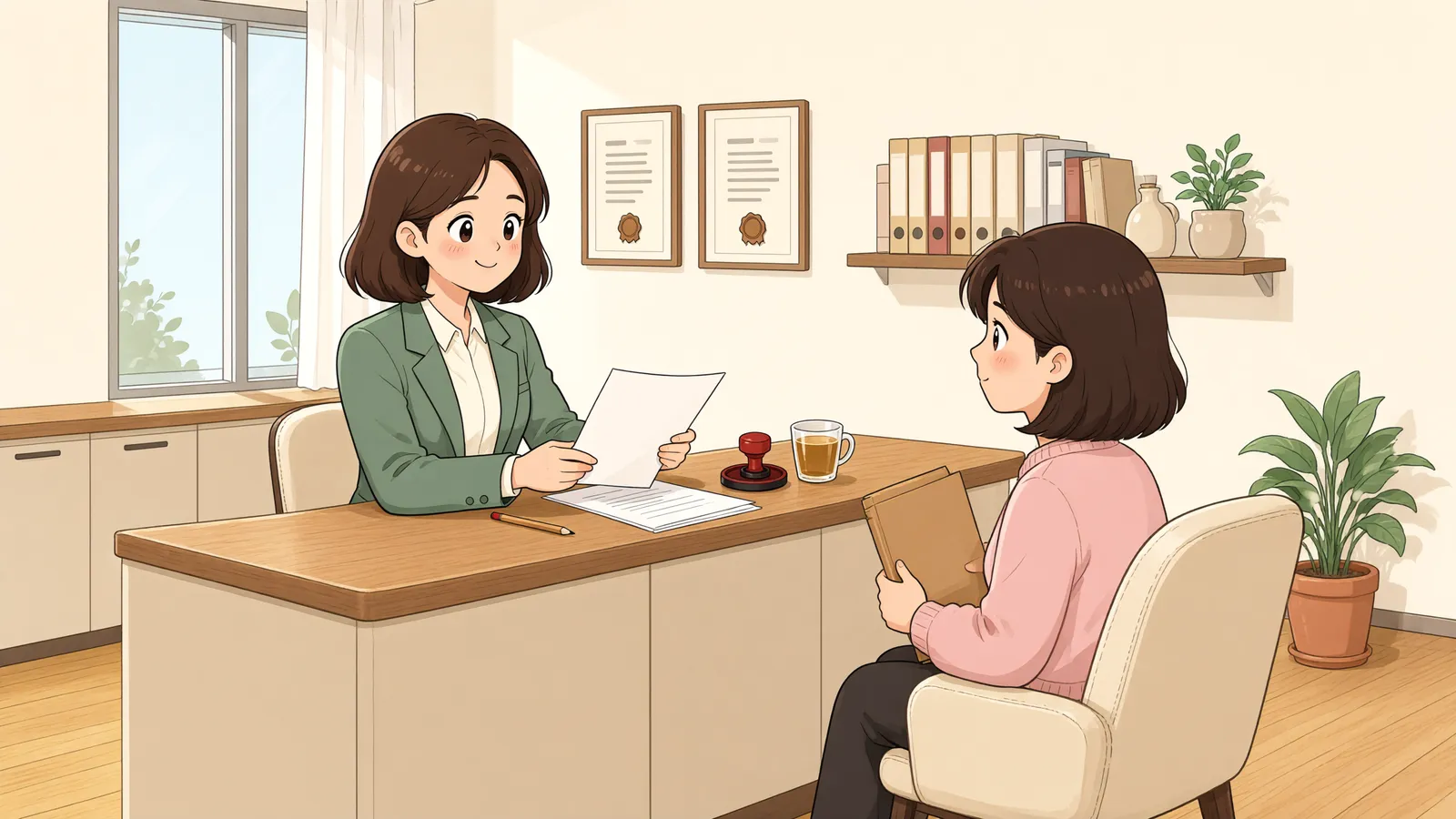 「잔금 치른 아파트, 이혼 위자료로 넘기면 바로 등기할 수 있을까」 상황을 그린 삽화