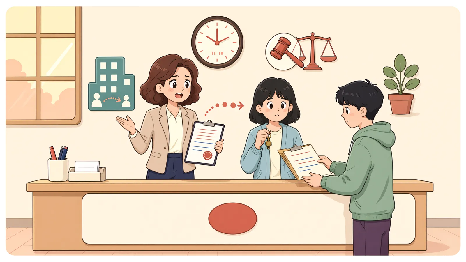 「담보신탁 뒤에도 건축주가 대지를 소유한 걸까」 상황을 그린 삽화