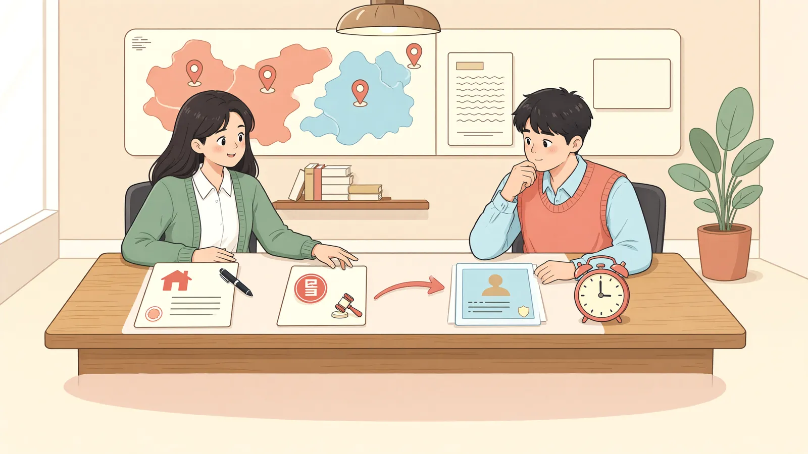 「임차권을 넘겼는데, 압류된 보증금은 누구 몫일까」 상황을 그린 삽화