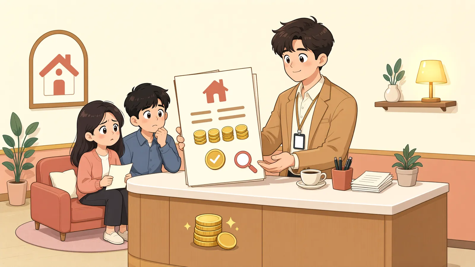 「계약 만료 뒤 보증금 인상, 5% 한도가 적용될까?」 상황을 그린 삽화