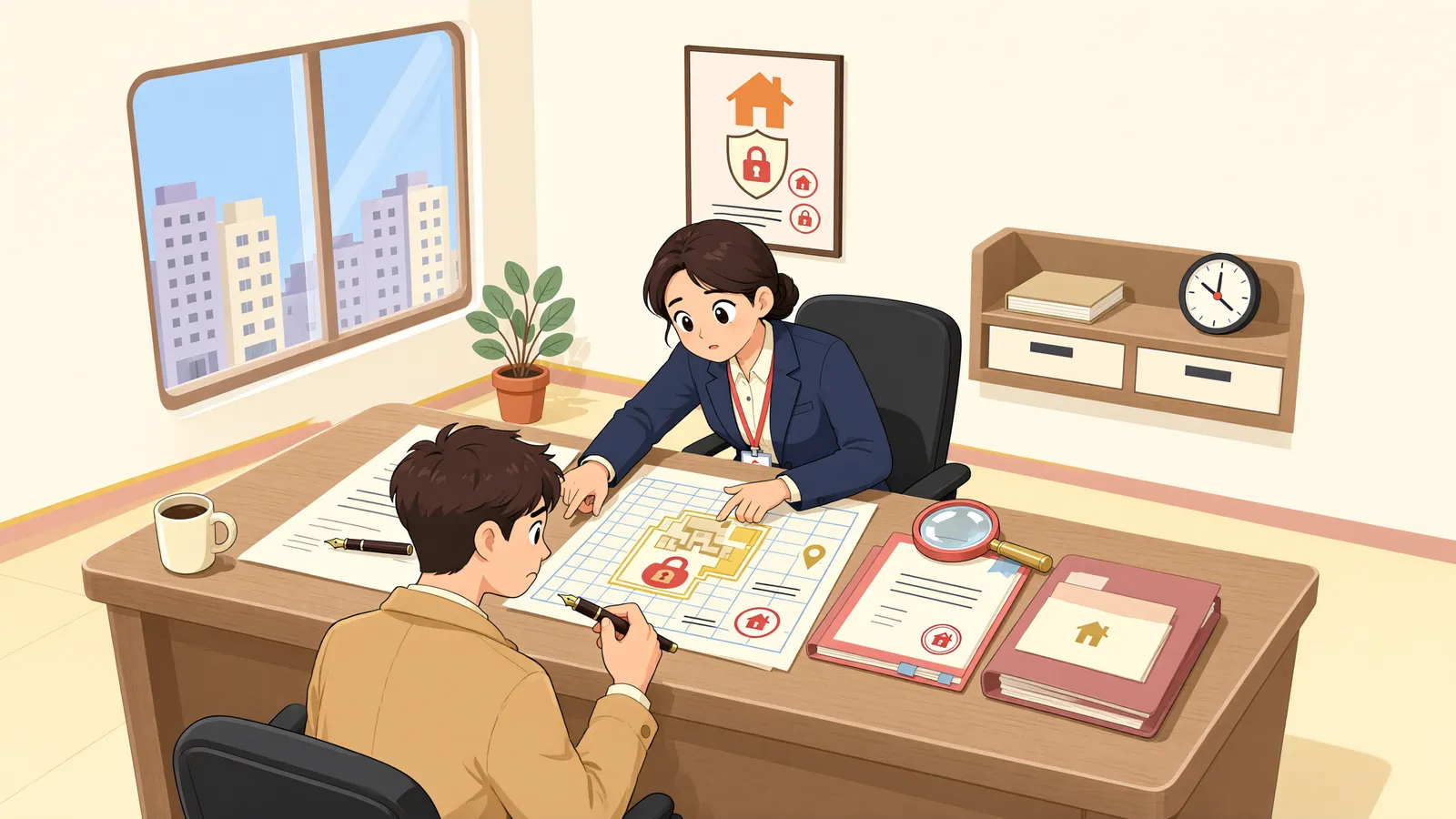 「담보가치가 떨어졌다면 다른 재산도 가압류할 수 있을까?」 상황을 그린 삽화