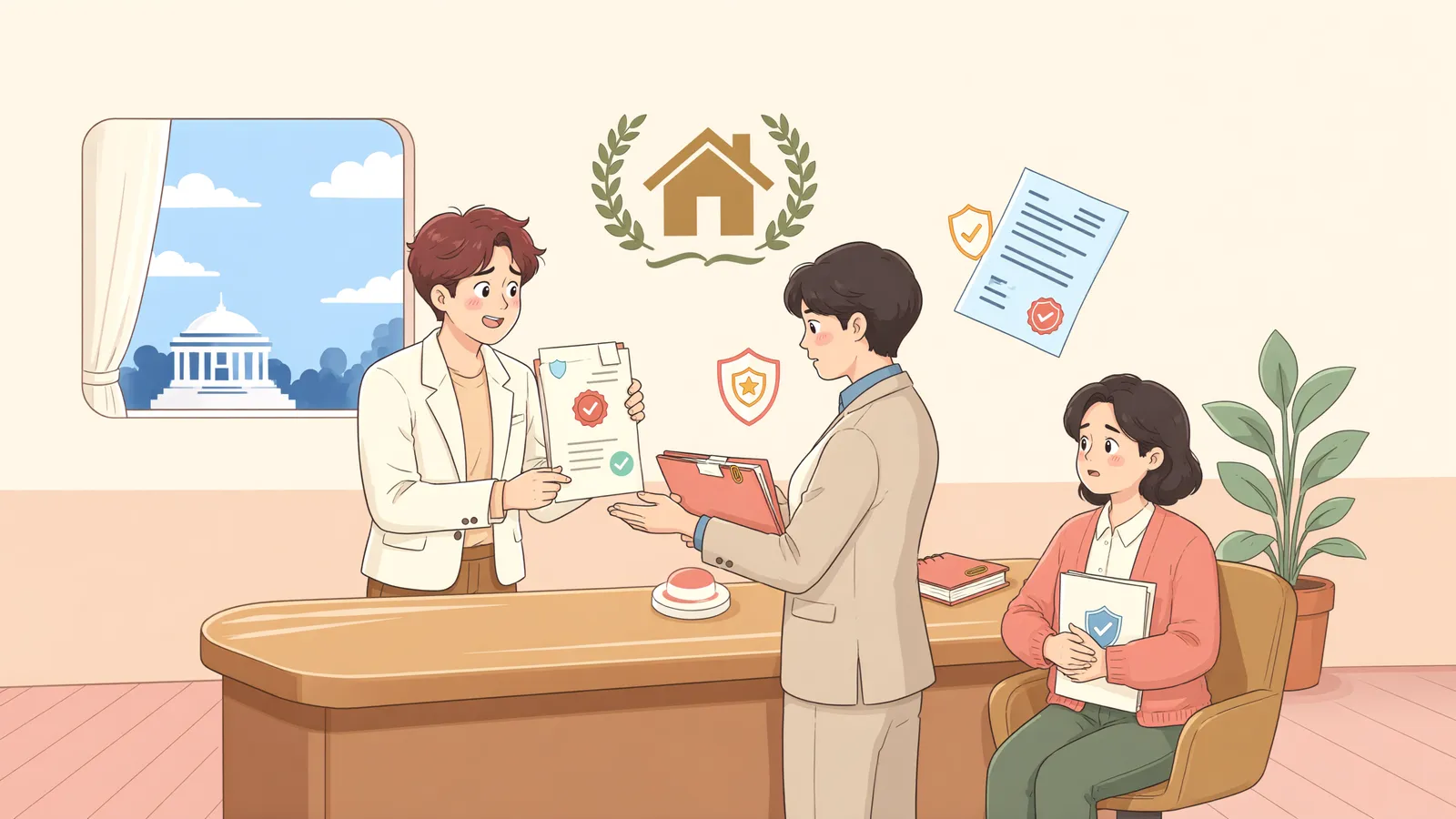 「면책결정 뒤 확정판결이 나왔다면, 집행을 막을 수 있을까」 상황을 그린 삽화