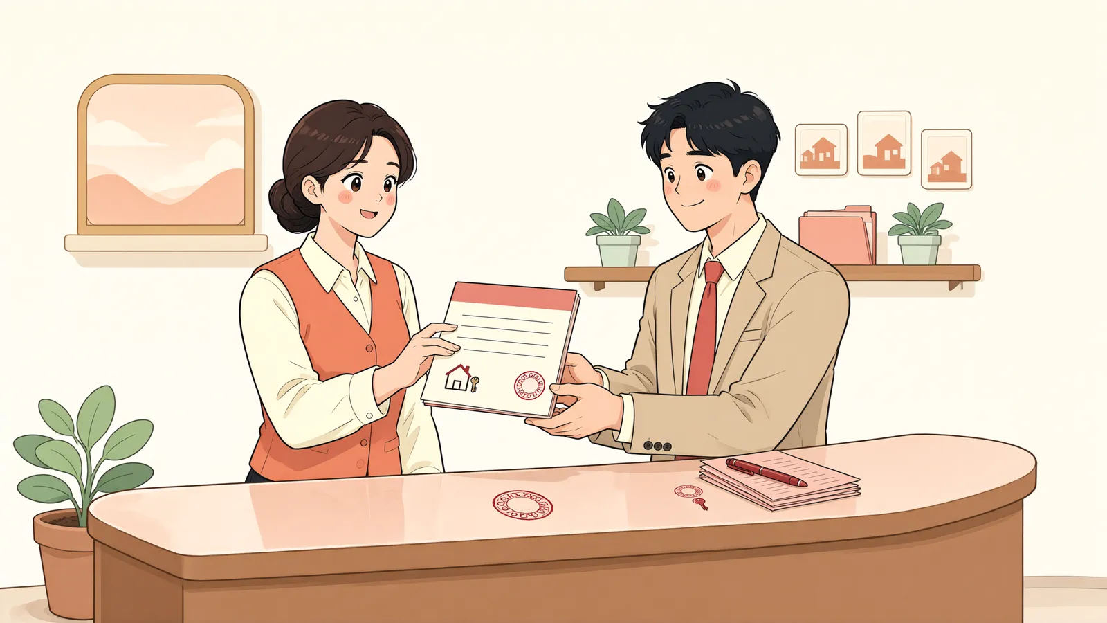 「매수인이 이전등기를 미룬다면, 매도인도 움직일 수 있을까」 상황을 그린 삽화