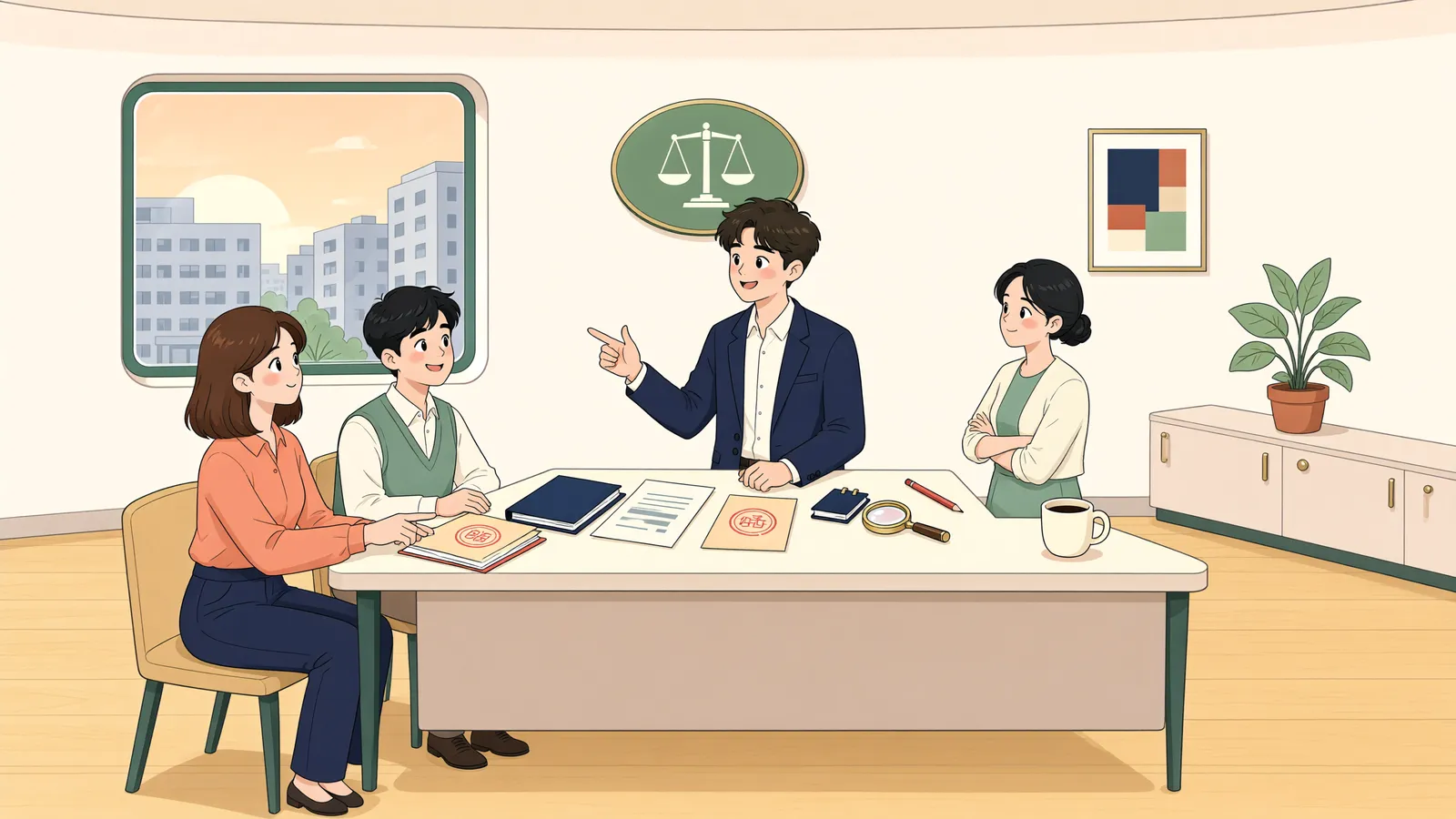 「구청에서 세금을 고지했는데, 소송 상대도 구청일까?」 상황을 그린 삽화