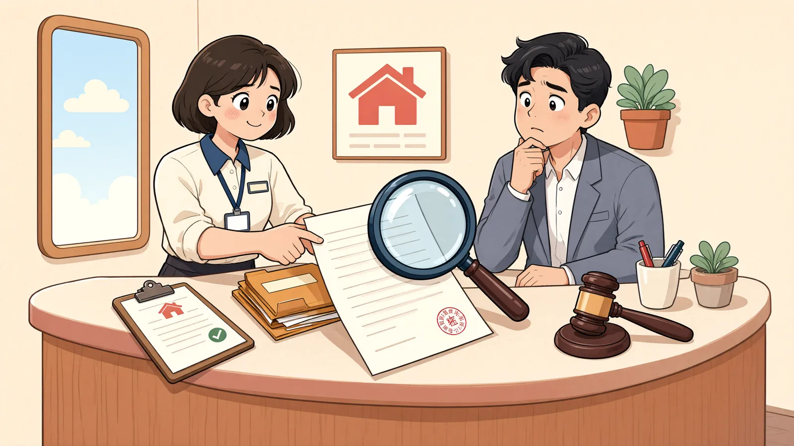「말로 알린 경매, 송달을 대신할 수 있을까」 상황을 그린 삽화