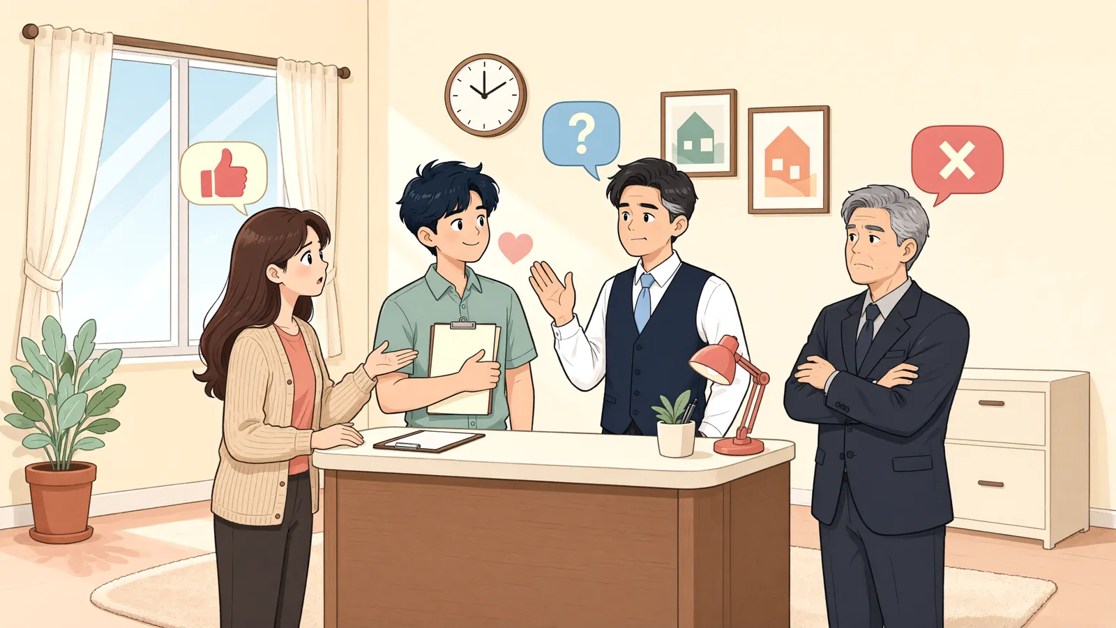 「권리금 회수와 새 임차인의 영업종류, 어디까지 거절할 수 있을까」 상황을 그린 삽화